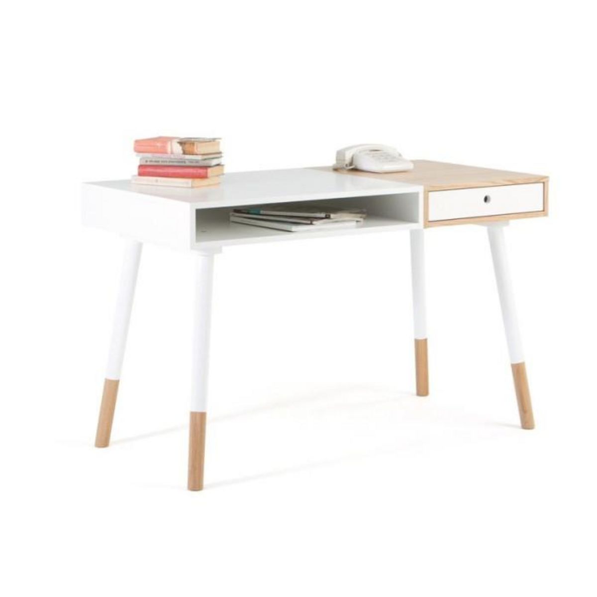 Paris Prix Bureau Design  Sonnenblick  120cm Blanc & Chêne