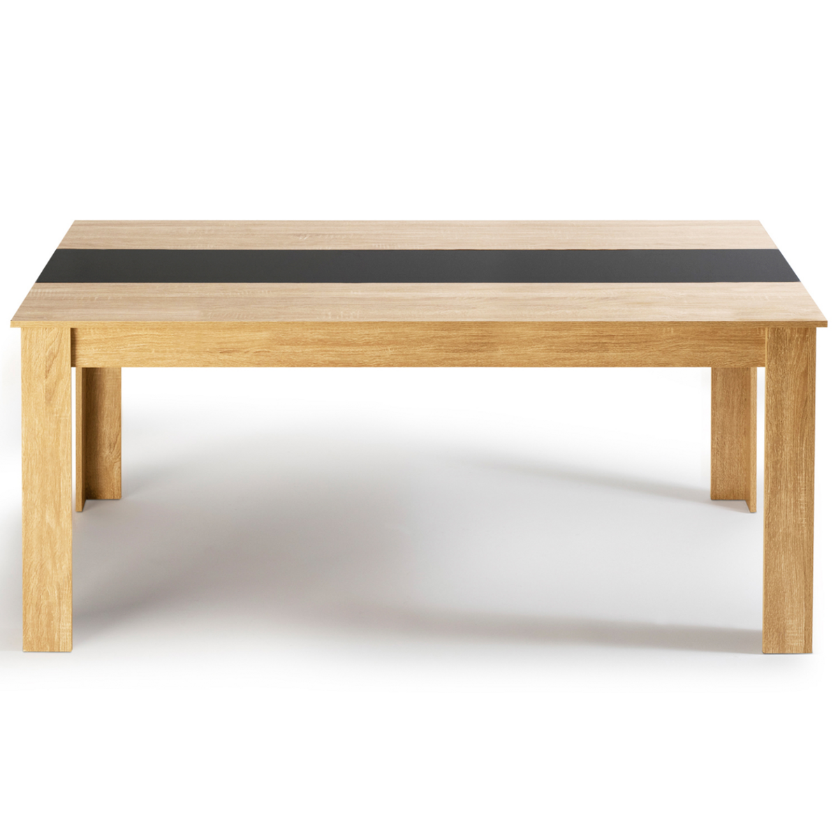 ID MARKET Table à manger rectangle GEORGIA 8 personnes imitation hêtre et noire 160 x 90 cm