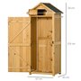 Voir la diapositive 3 : OUTSUNNY Armoire abri de jardin remise pour outils 3 étagères 2 portes loquets toit pente bitumé 77L x 54l x 179H cm sapin traité lasuré