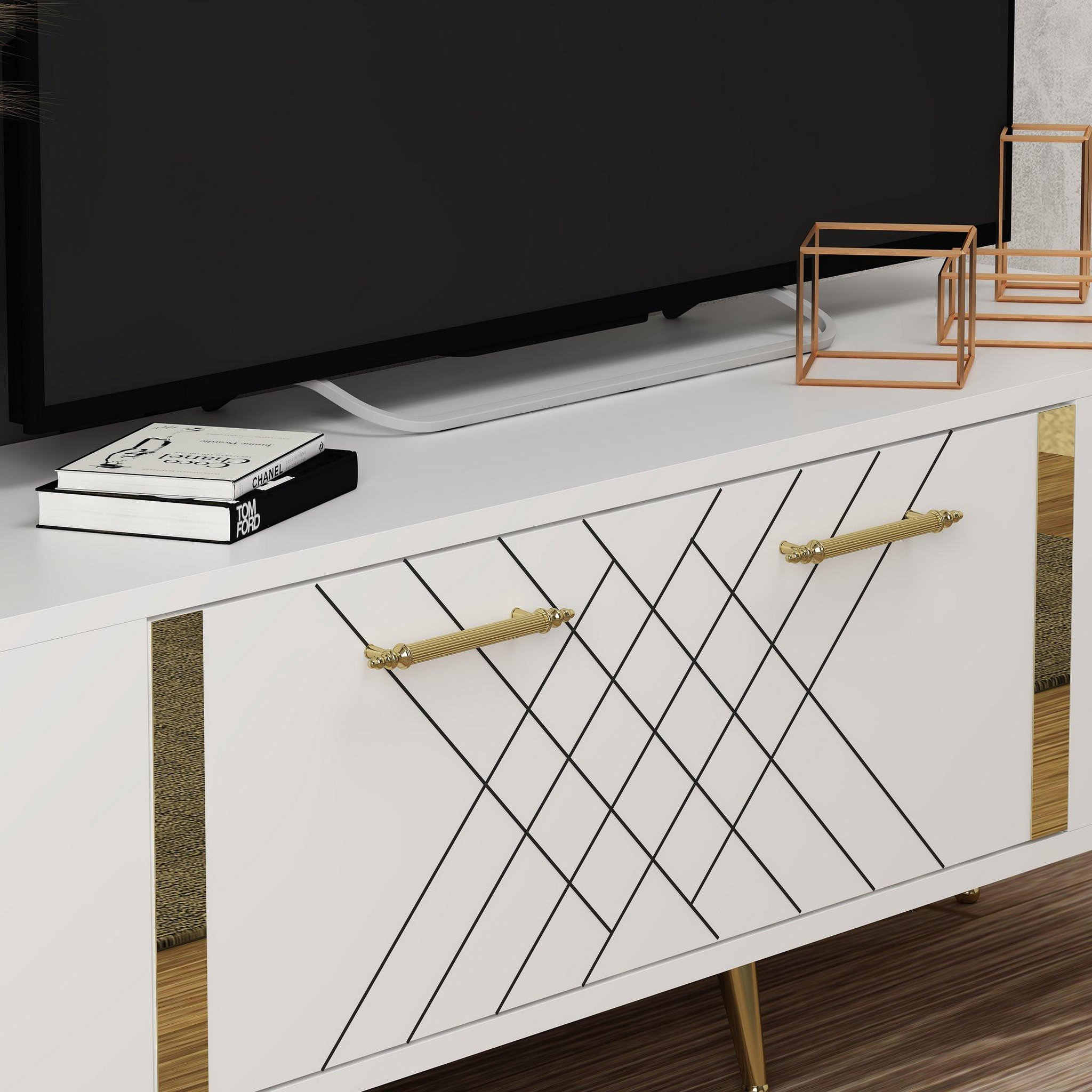 Voir la diapositive 4 : Habitat et Jardin Meuble tv en bois  detas  - 150 x 35 x 48 cm - or