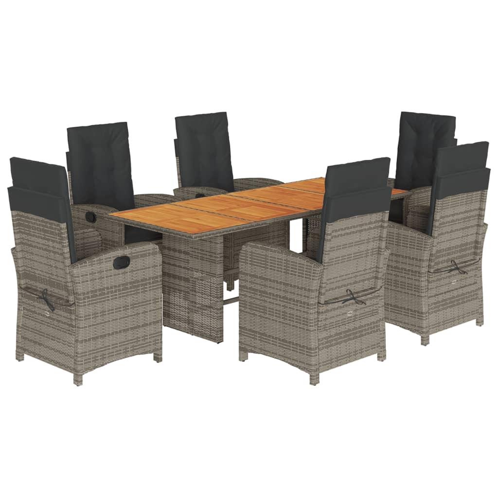 Voir la diapositive 2 : VIDAXL Ensemble a manger de jardin et coussins 7 pcs gris rotin