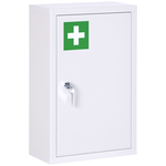 HOMCOM Armoire à pharmacie verrouillable 3 niv. 2 clés logo croix acier blanc
