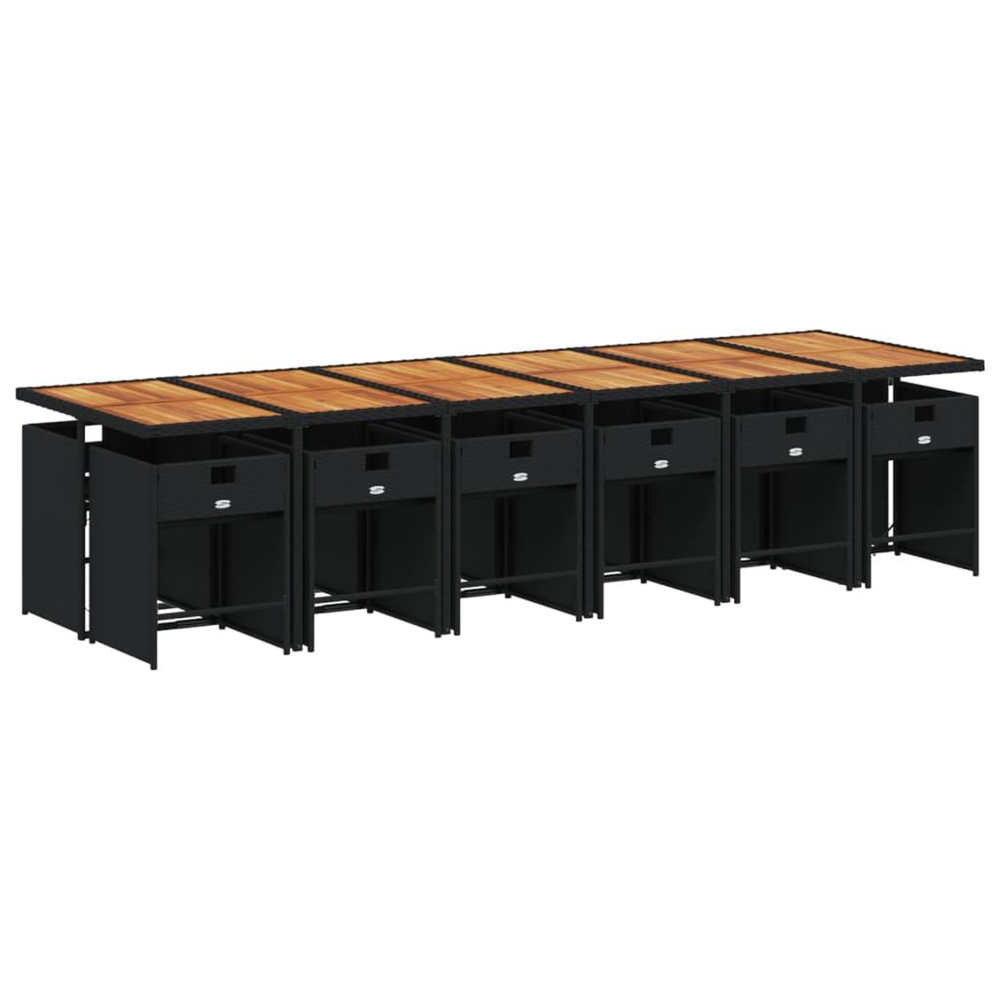 Voir la diapositive 3 : VIDAXL Ensemble a manger de jardin 13 pcs coussins noir resine tressee