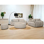 Voir la diapositive 4 : BEST MOBILIER Mahina - table basse ovale - en tissu bouclette et plateau effet bois - 114 cm
