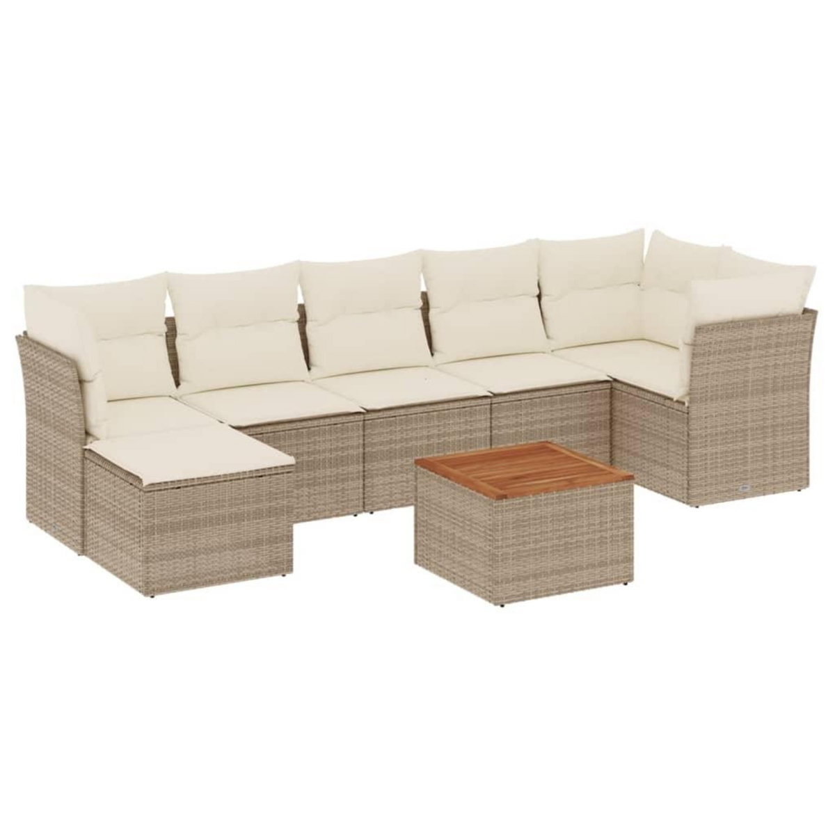 VIDAXL Salon de jardin avec coussins 8 pcs beige resine tressee
