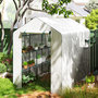 Voir la diapositive 2 : OUTSUNNY Serre de jardin 4 étagères - porte enroulable zippée, 2 fenêtres - 143 x 215 x 190 cm - acier vert PE blanc
