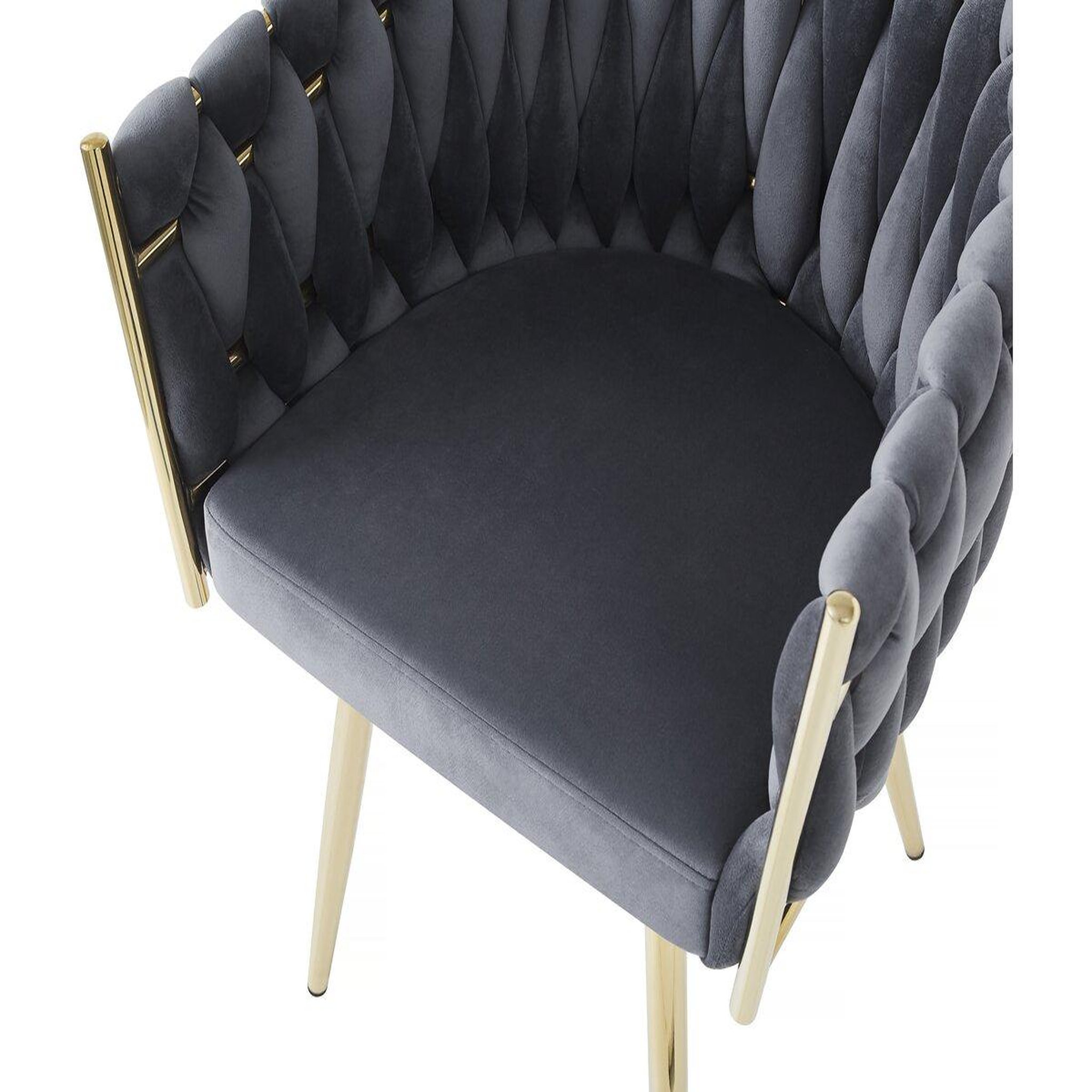 Voir la diapositive 5 : Habitat et Jardin Lot de 2 chaises en velours tressées de salle à manger  Séléna  - Gris