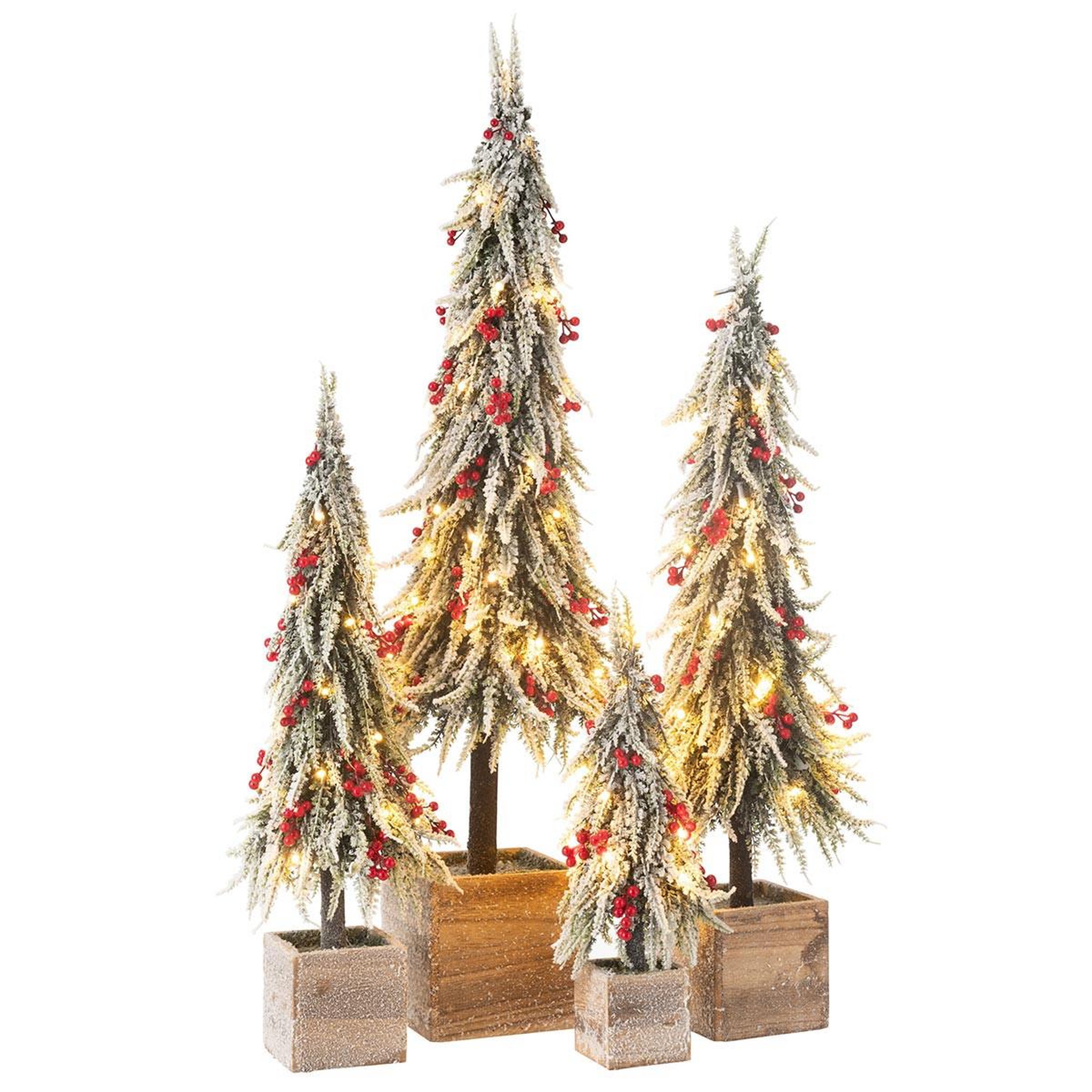 Voir la diapositive 4 : J-LINE Sapin de noël déco à led  bruno  40cm vert
