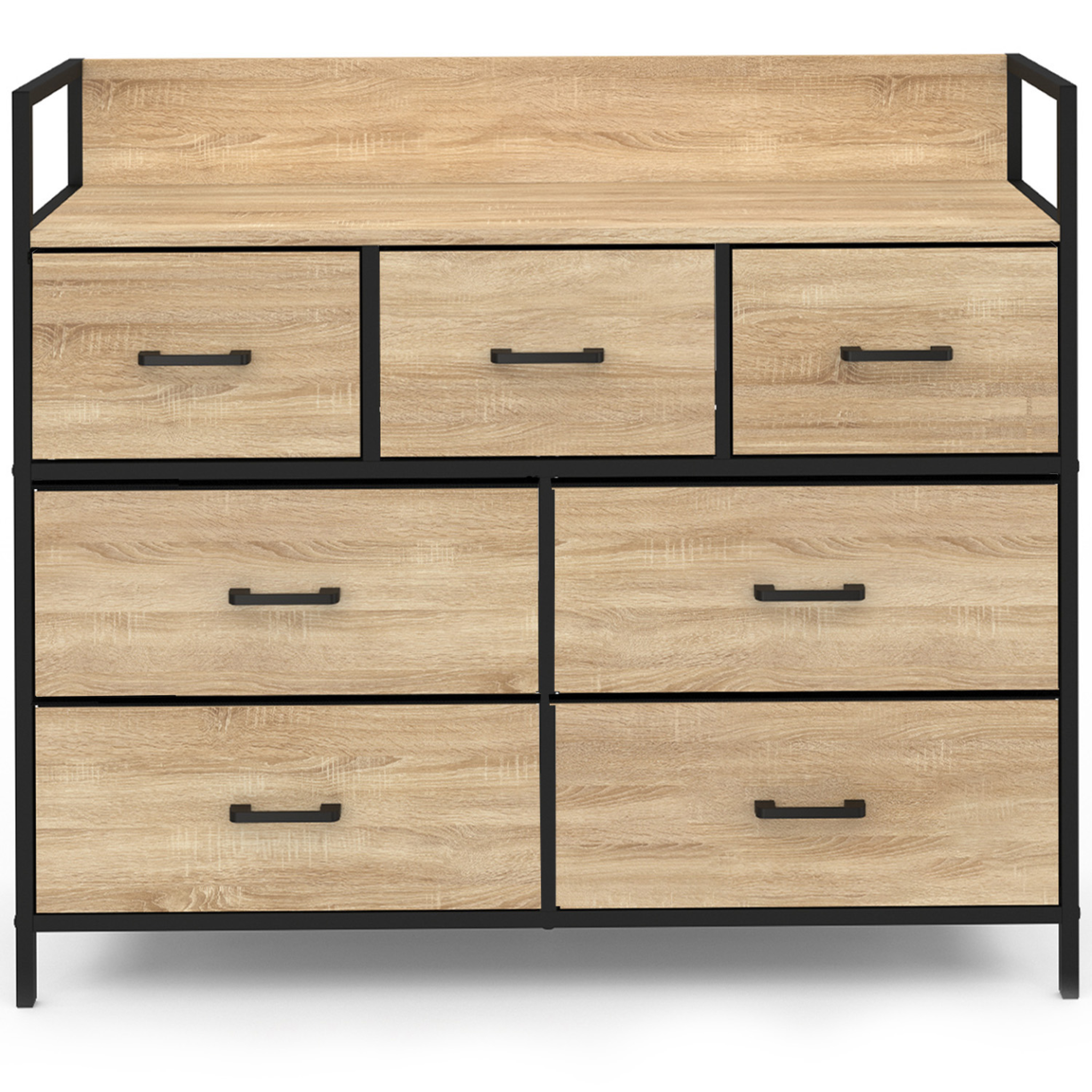 Voir la diapositive 3 : ID MARKET Commode 7 tiroirs en tissu utah 100 cm meuble de rangement design industriel
