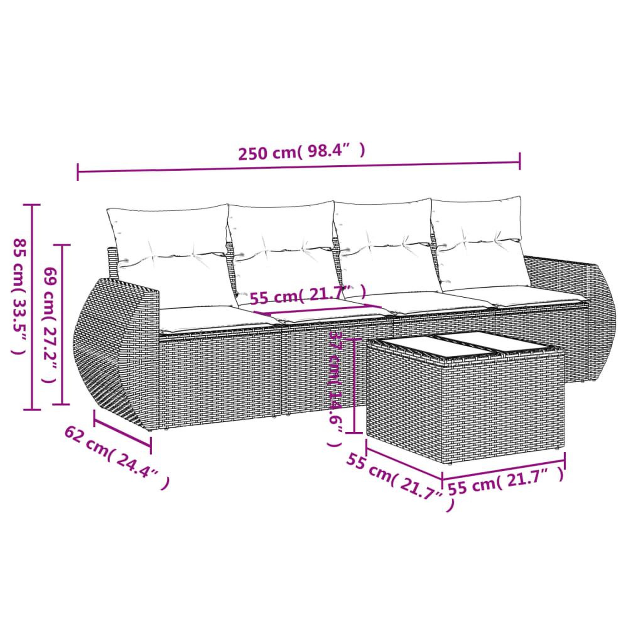 Voir la diapositive 3 : VIDAXL Salon de jardin avec coussins 5 pcs marron resine tressee