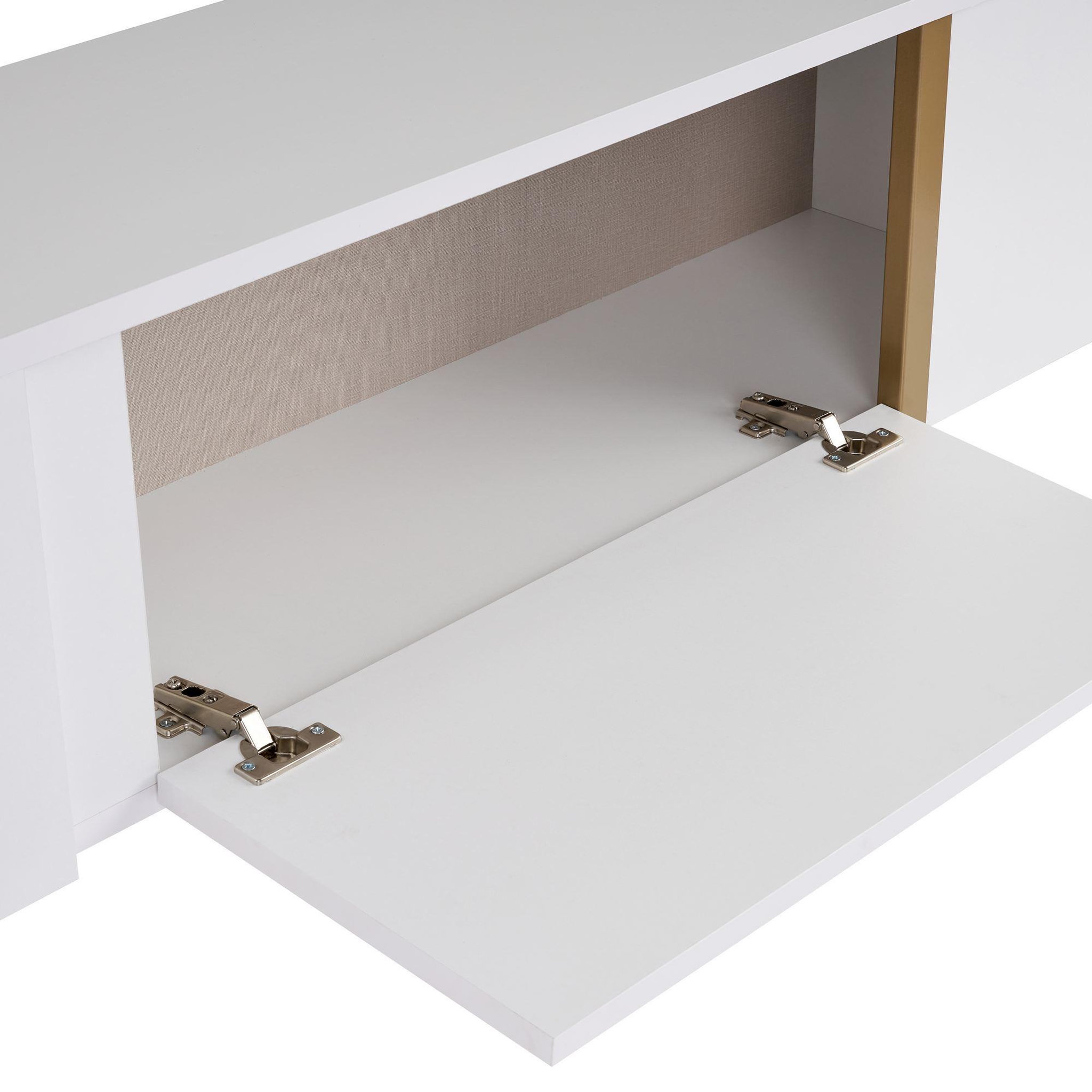 Voir la diapositive 4 : Habitat et Jardin Meuble tv en bois  onera  - 180 x 30 x 50 cm - blanc / or