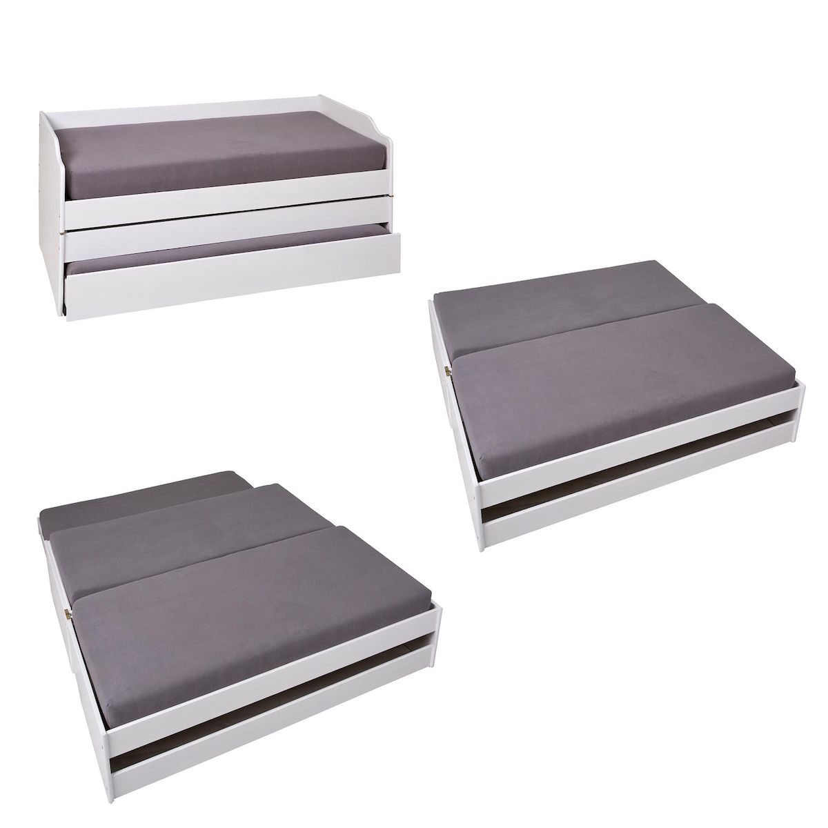 INTERLINK Lit gigogne LOTAR 90x200 blanc