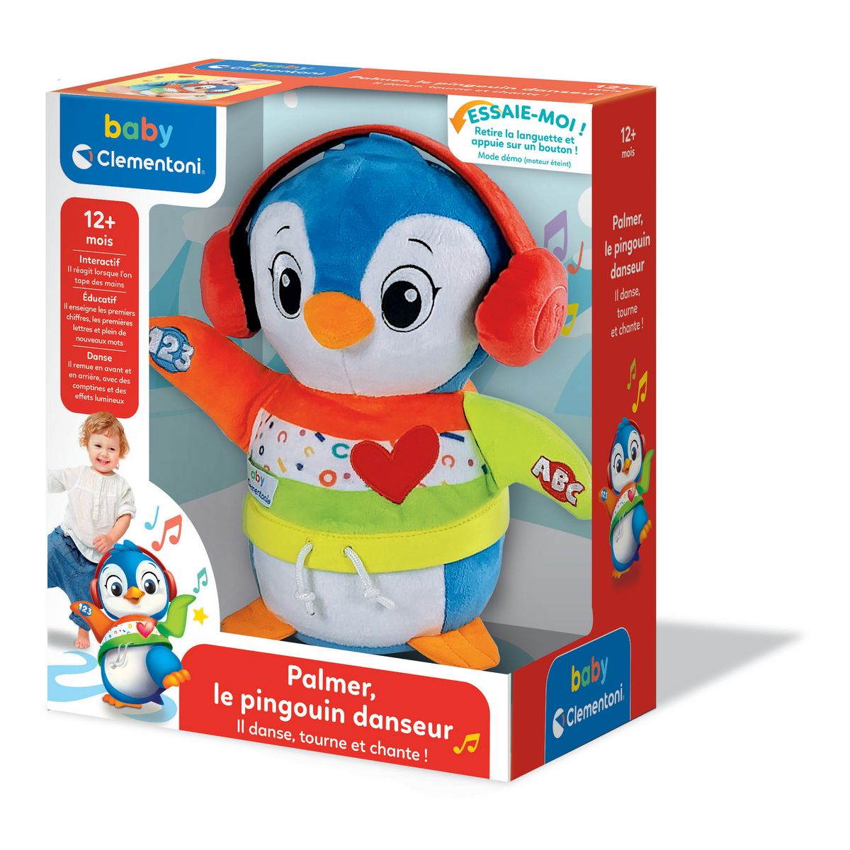 CLEMENTONI Peluche Palmer le Pingouin danseur