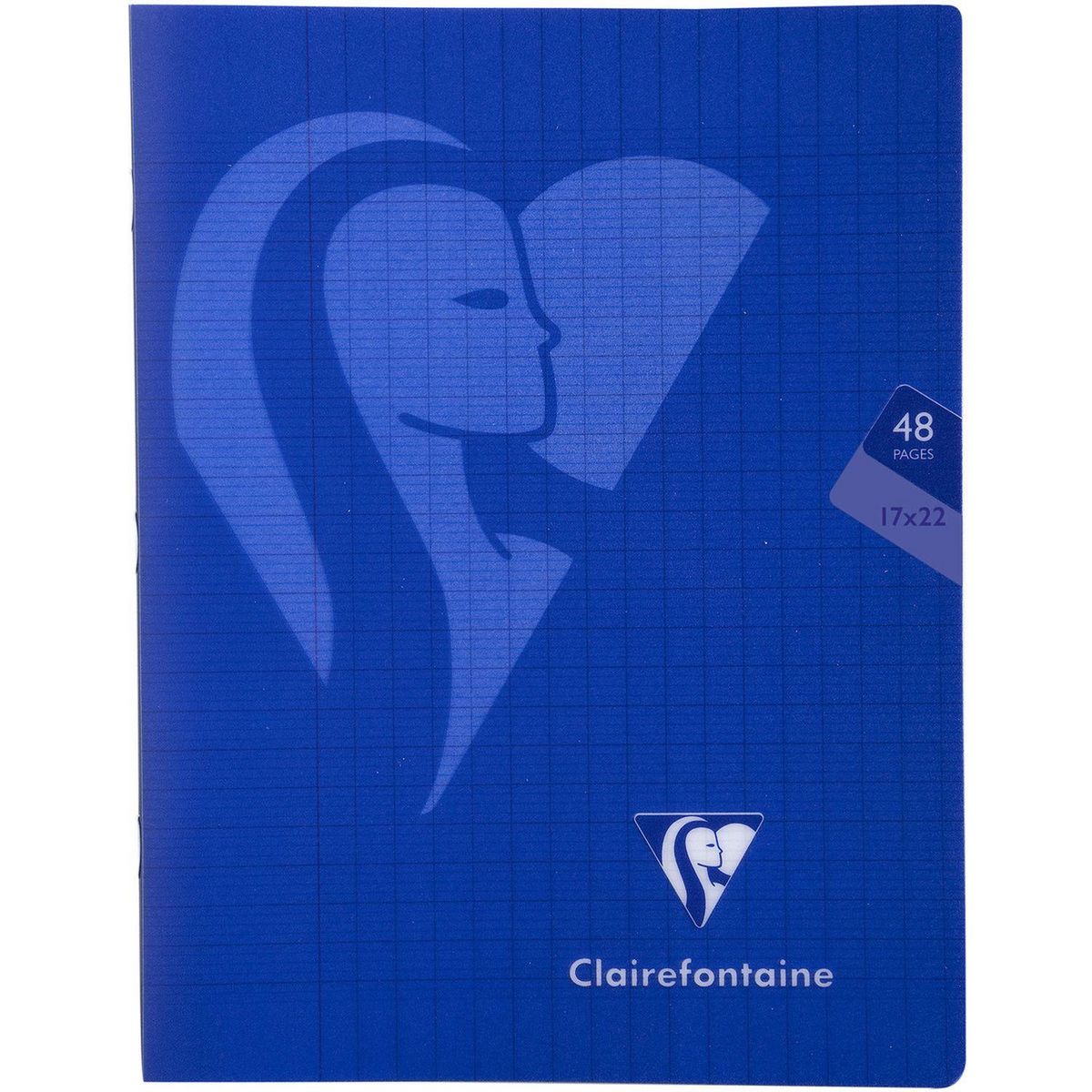 CLAIREFONTAINE Cahier polypro 17x22 cm 48 pages 90g grands carreaux seyes bleu