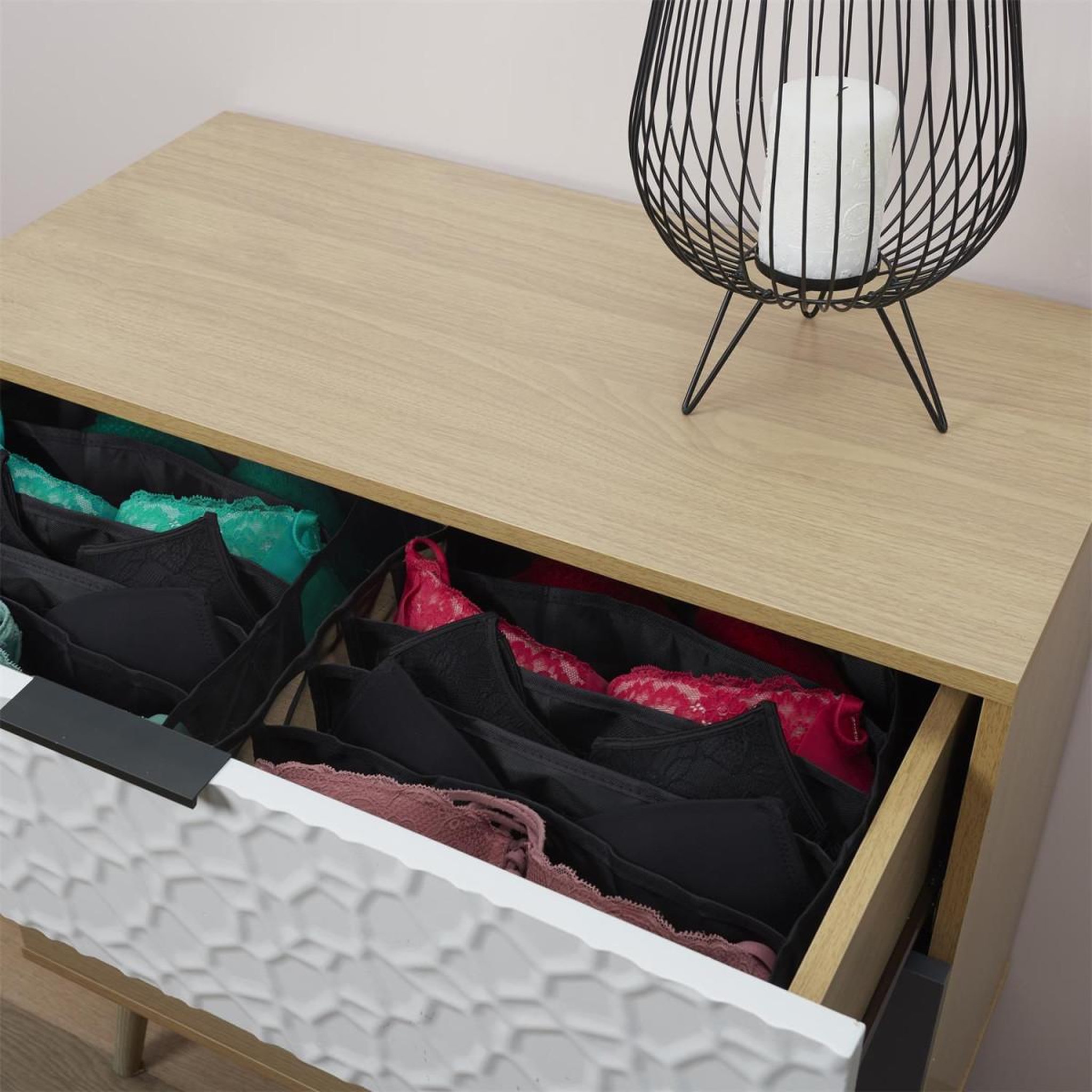 Voir la diapositive 3 : Je cherche une idee Lot de 6 rangements  sous-vêtements  32cm noir