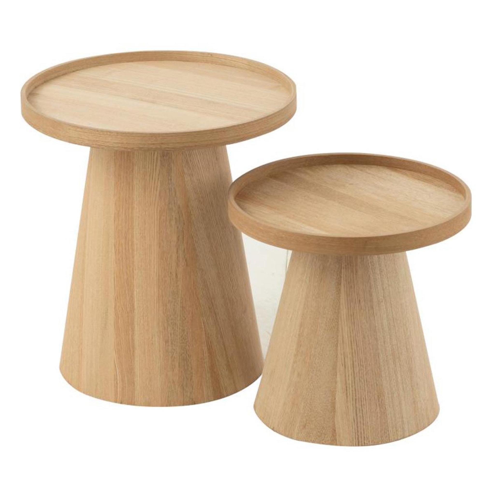J-LINE Lot de 2 tables d'appoint  rebord  50cm naturel