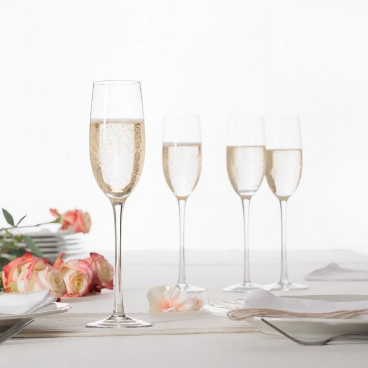 SECRET DE GOURMET Lot de 6 Flûtes à Champagne Design  Victoria  21cl Transparent