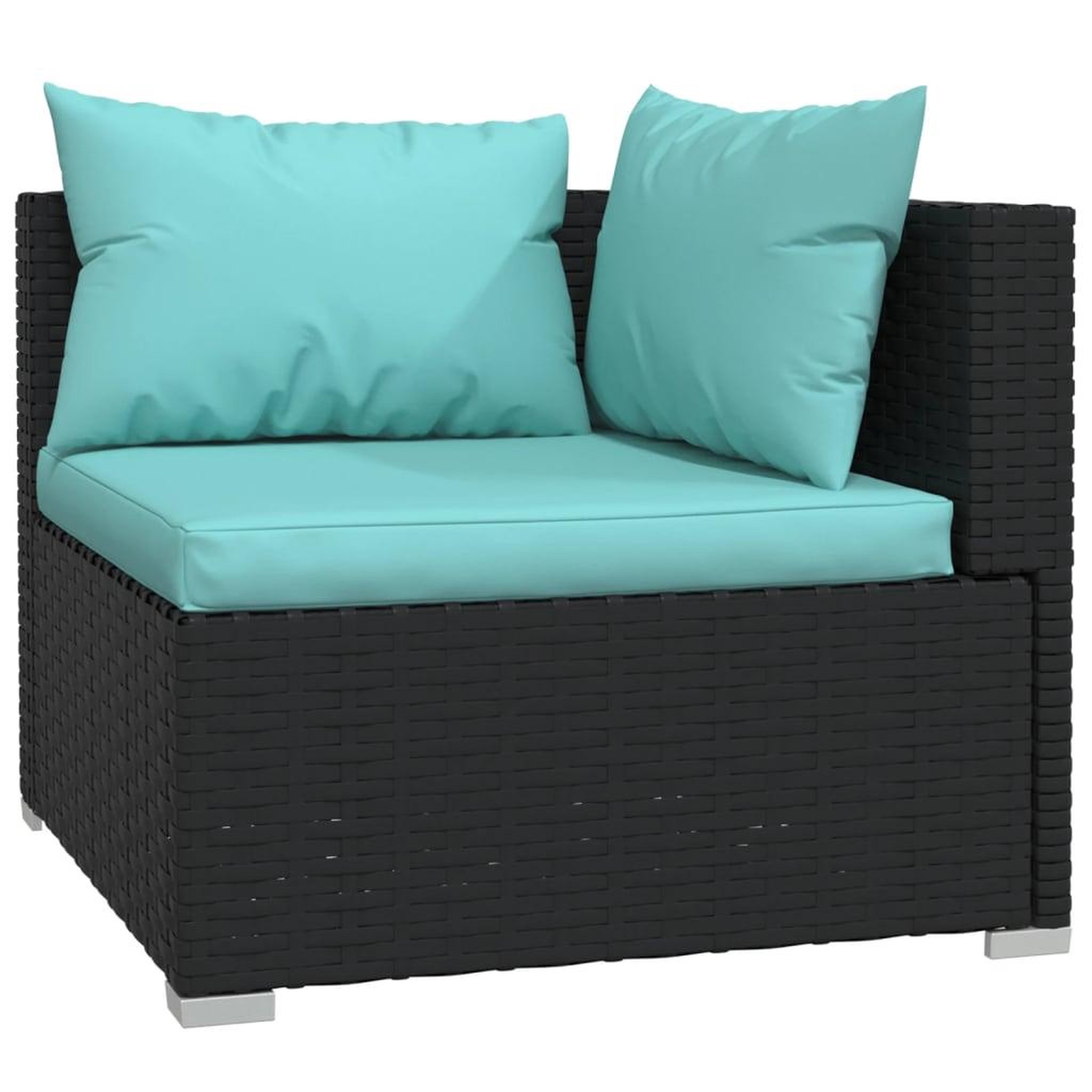 Voir la diapositive 3 : VIDAXL Salon de jardin 7 pcs avec coussins Resine tressee Noir