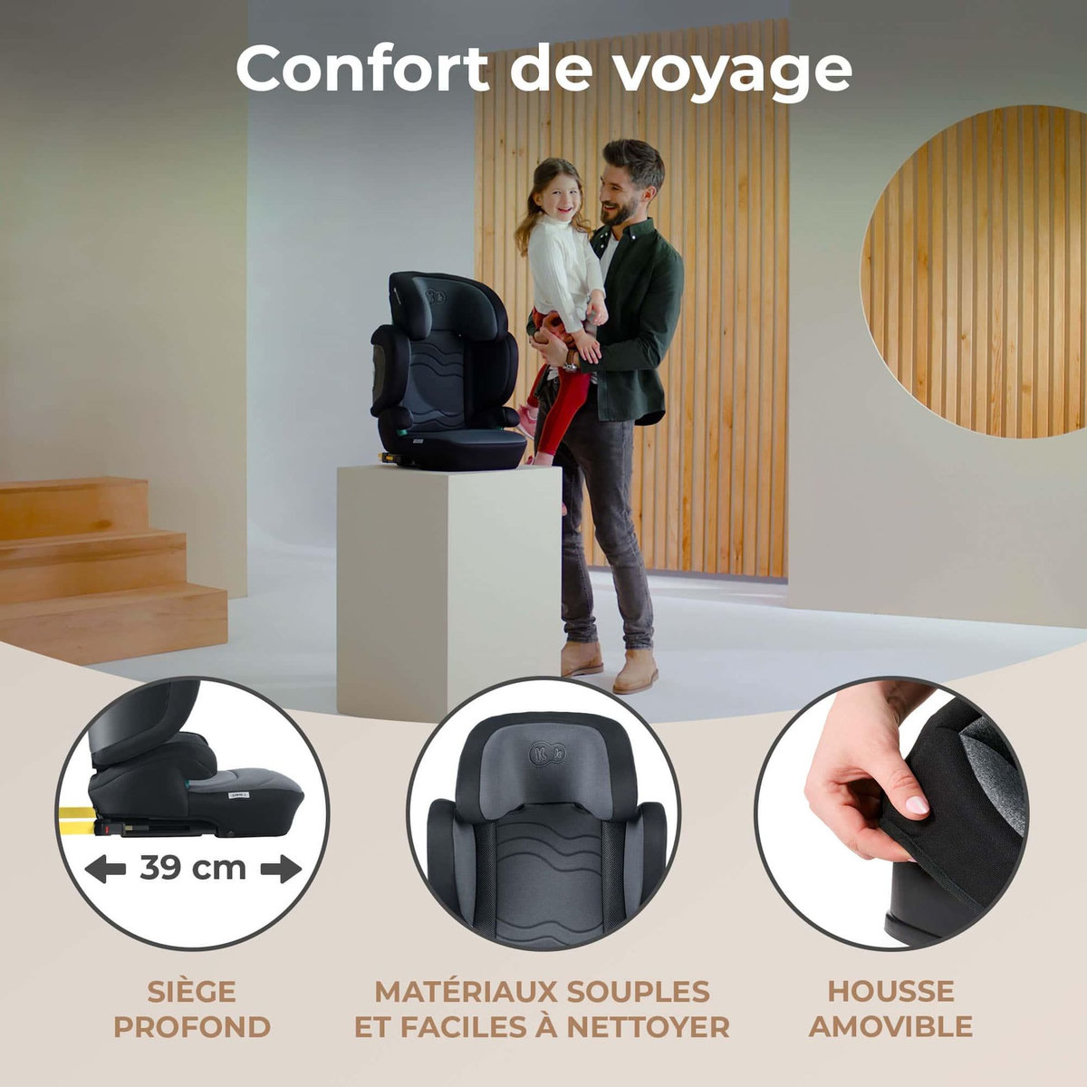 KINDERKRAFT Siège auto i-Size - installation facile avec protection latérale