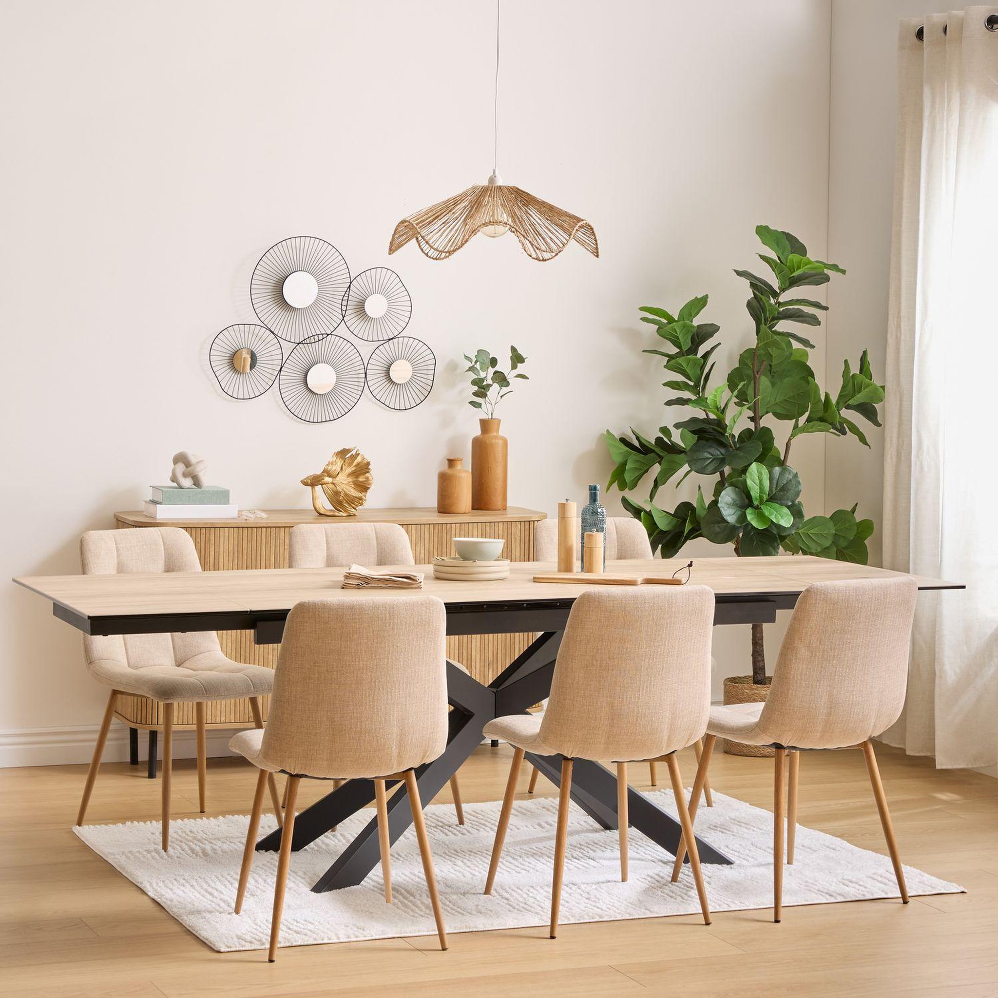 Voir la diapositive 2 : ATMOSPHERA Table à manger extensible pour 6 personnes sandri - marron