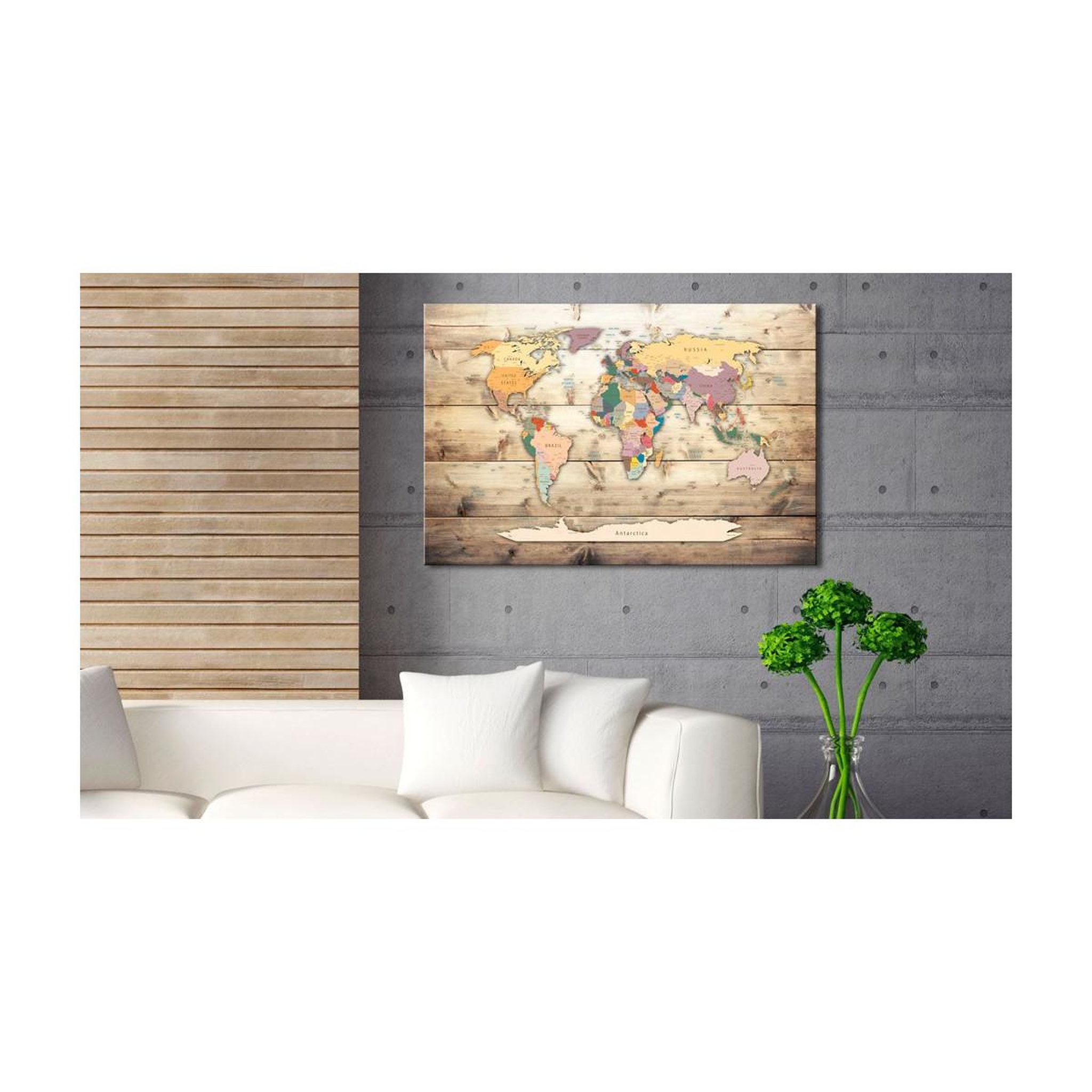 Voir la diapositive 2 : Paris Prix Tableau imprimé  world map : colourful continents