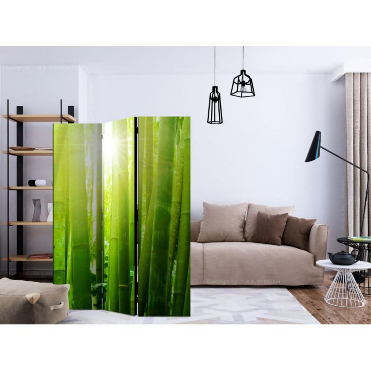 Paris Prix Paravent 3 Volets  Sun & Bamboo  135x172cm