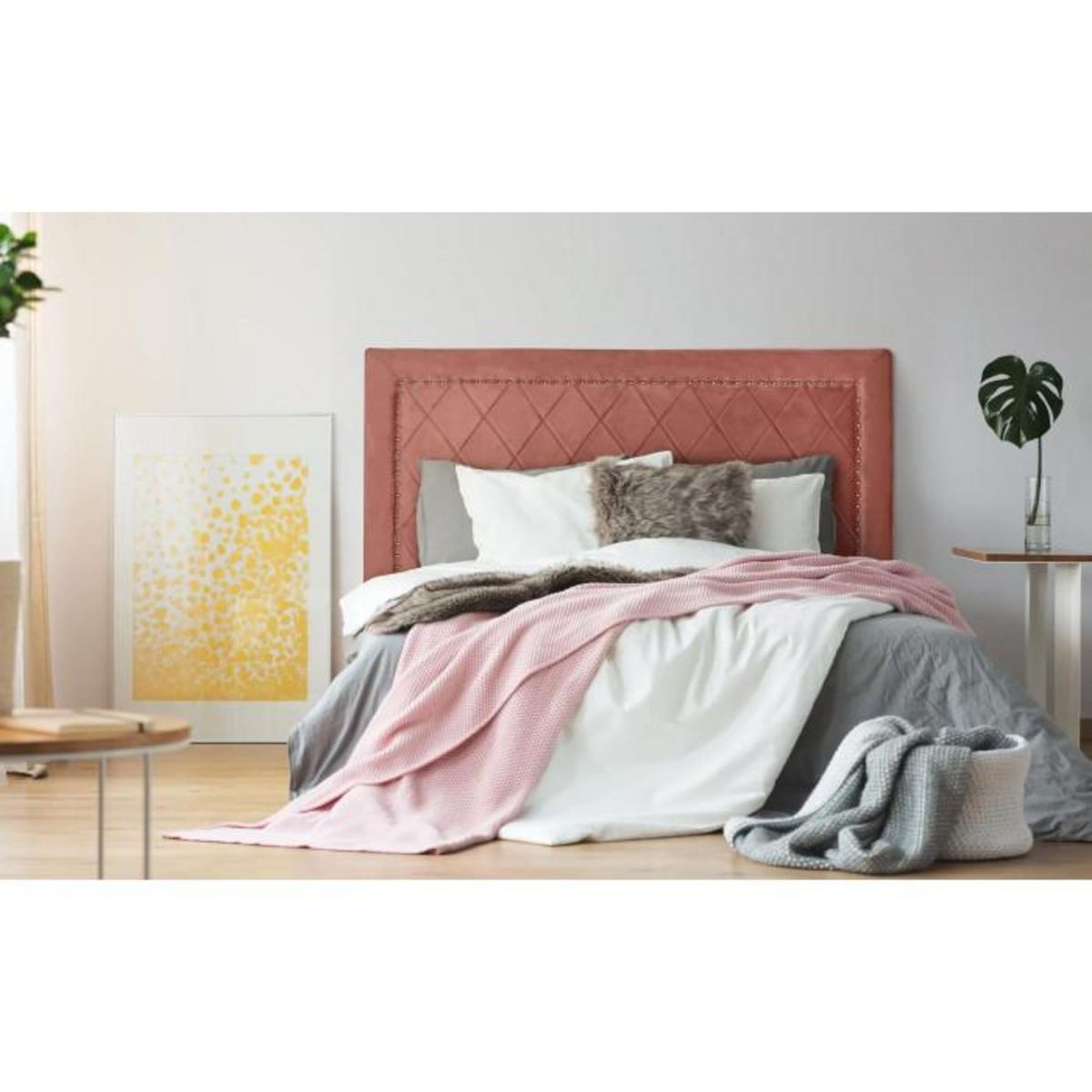 Paris Prix Tête de Lit Design en Velours  Sofia  160cm Rose