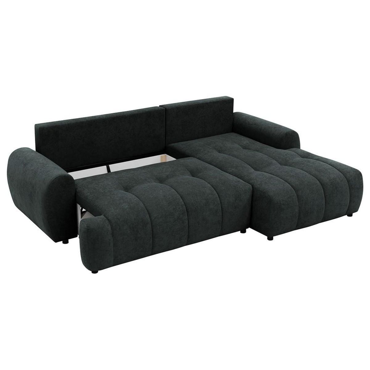 BEST MOBILIER Luzzio - canapé d'angle droit 4 places convertible avec coffre en tissu texturé