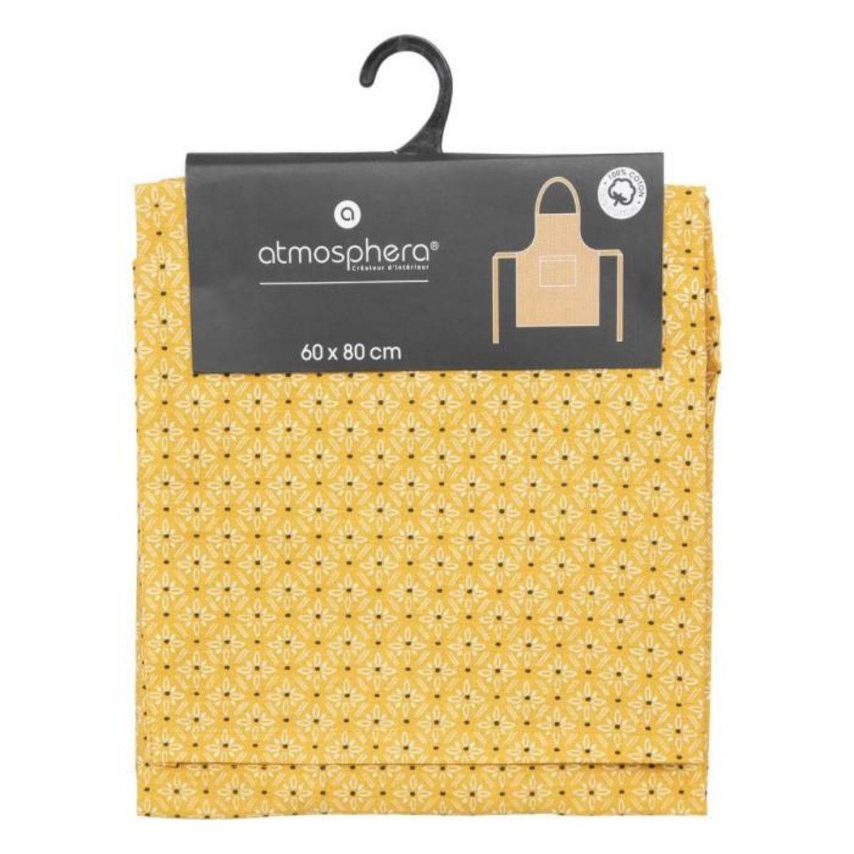 ATMOSPHERA Tablier de Cuisine Imprim&#xE9;  Paty  80cm Jaune Ocre