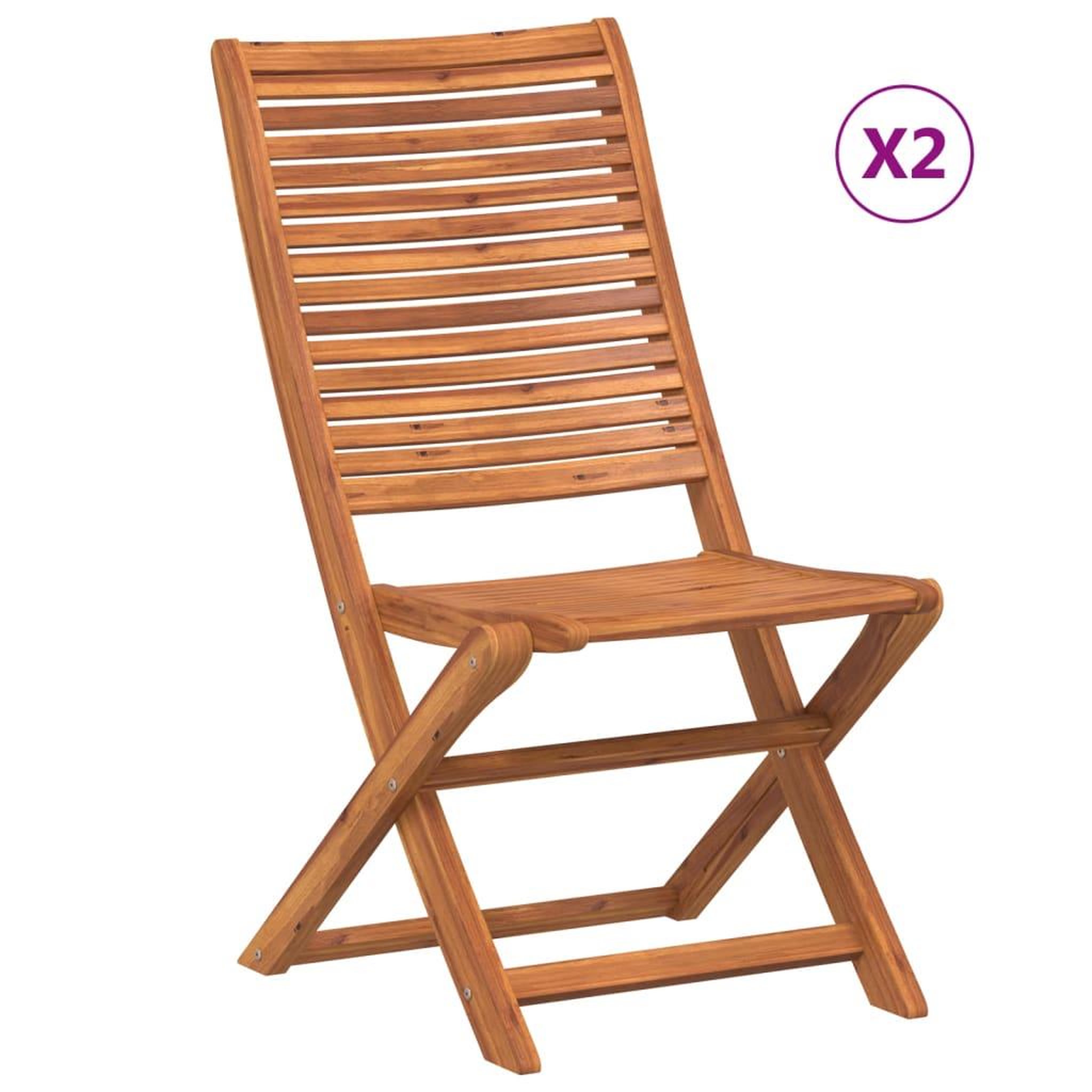 Voir la diapositive 2 : VIDAXL Chaises pliantes de jardin lot de 2 bois d'acacia solide