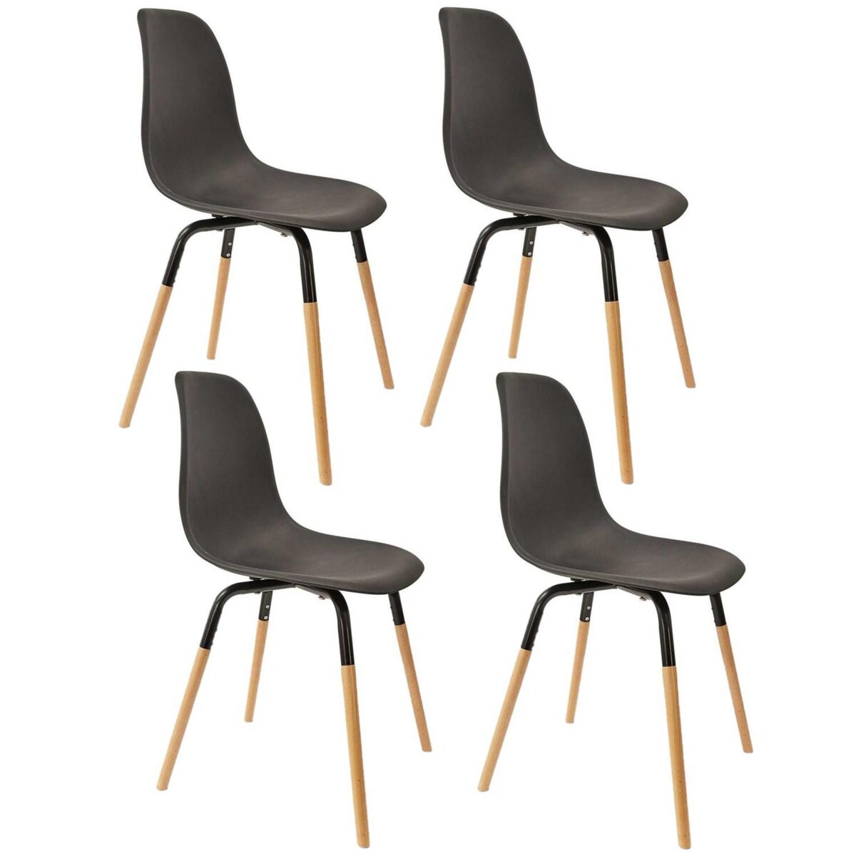 The Home Deco Factory Lot de 4 Chaises scandinave Phenix en polypropylène et métal