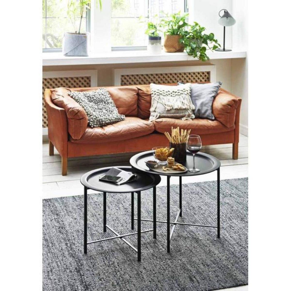 Paris Prix Lot de 2 Tables d'Appoint Design  Gabin  62cm Noir