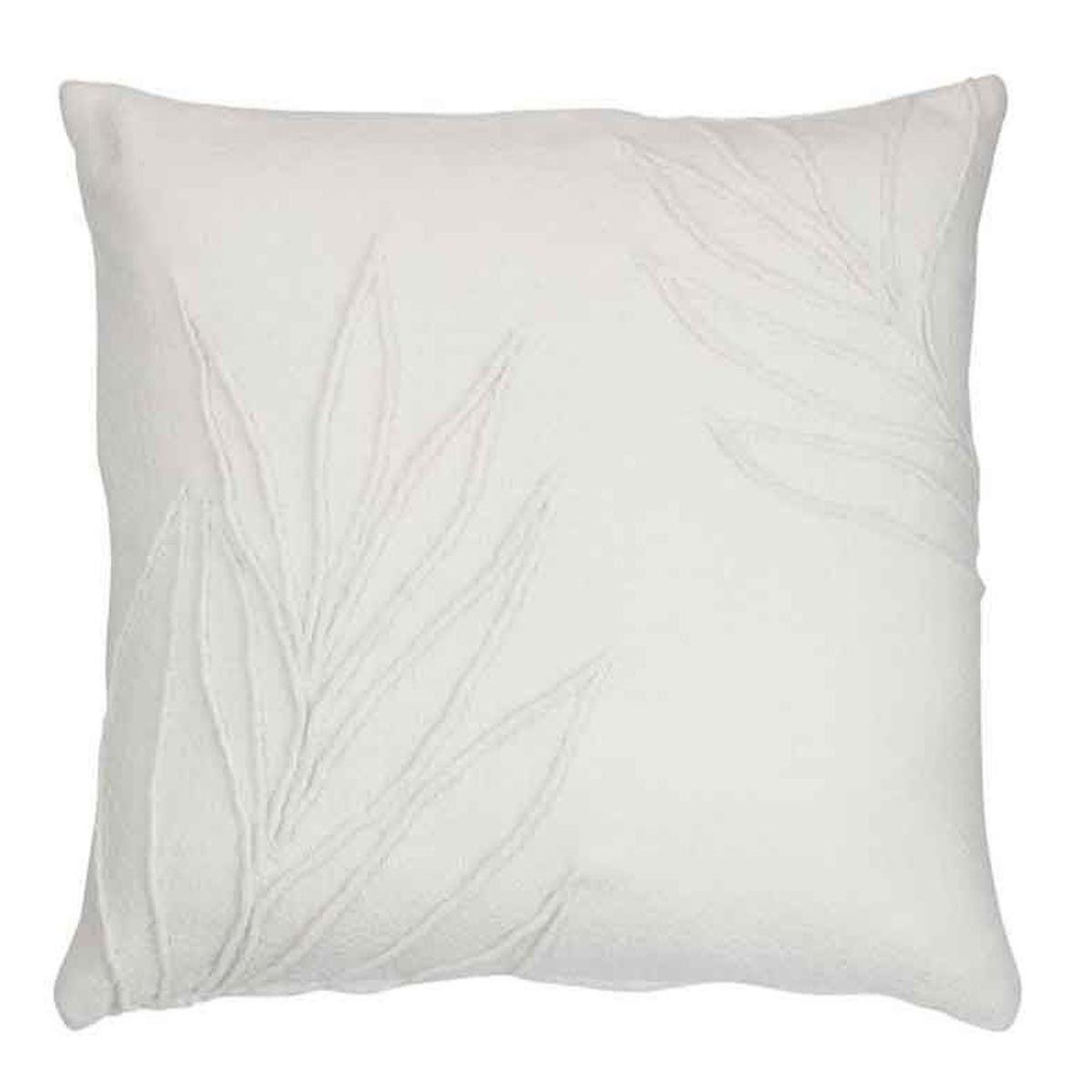 Voir la diapositive 1 : J-LINE Coussin Déco  Feuilles II  43x43cm Blanc