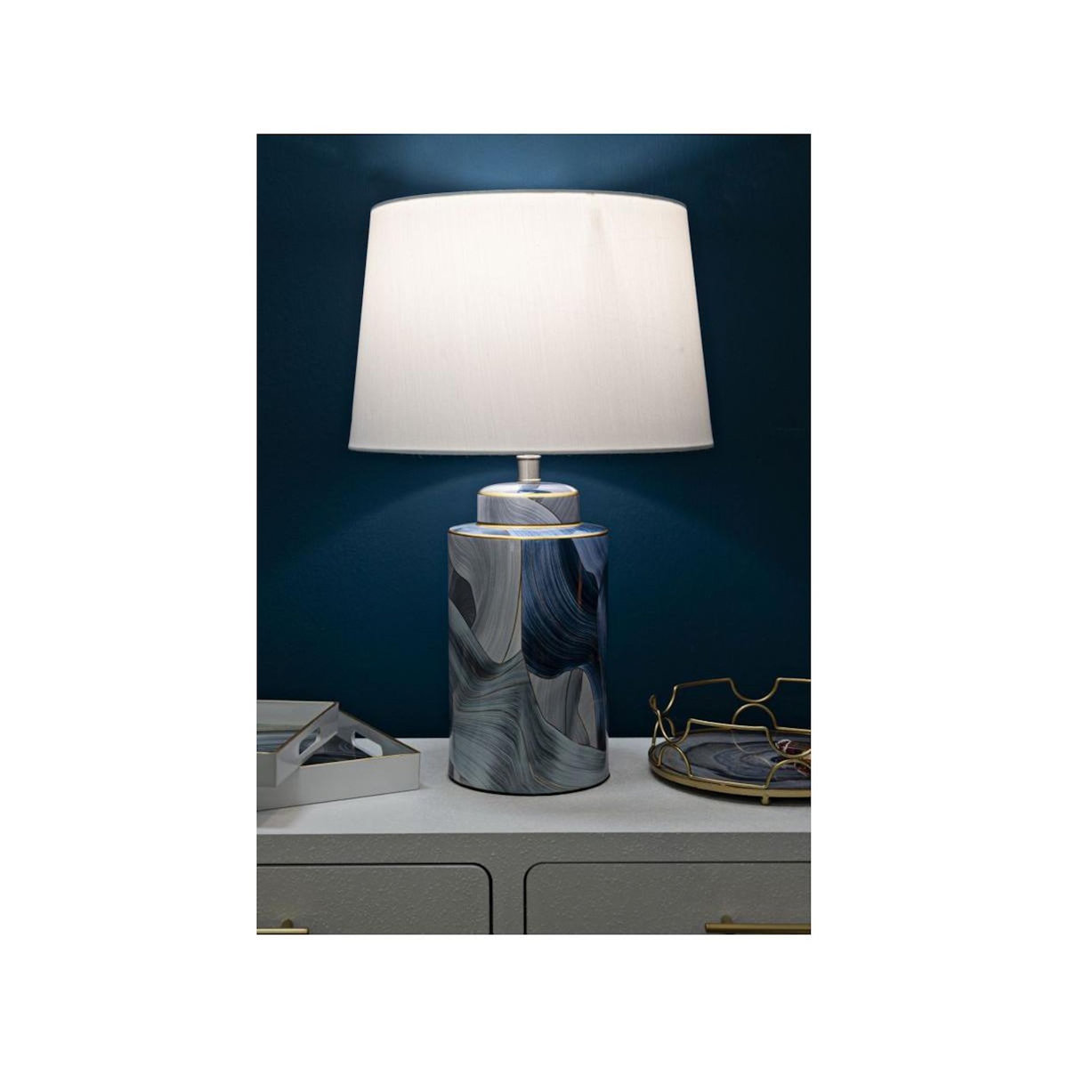 Paris Prix Lampe à Poser en Céramique  Elegant  64cm Bleu