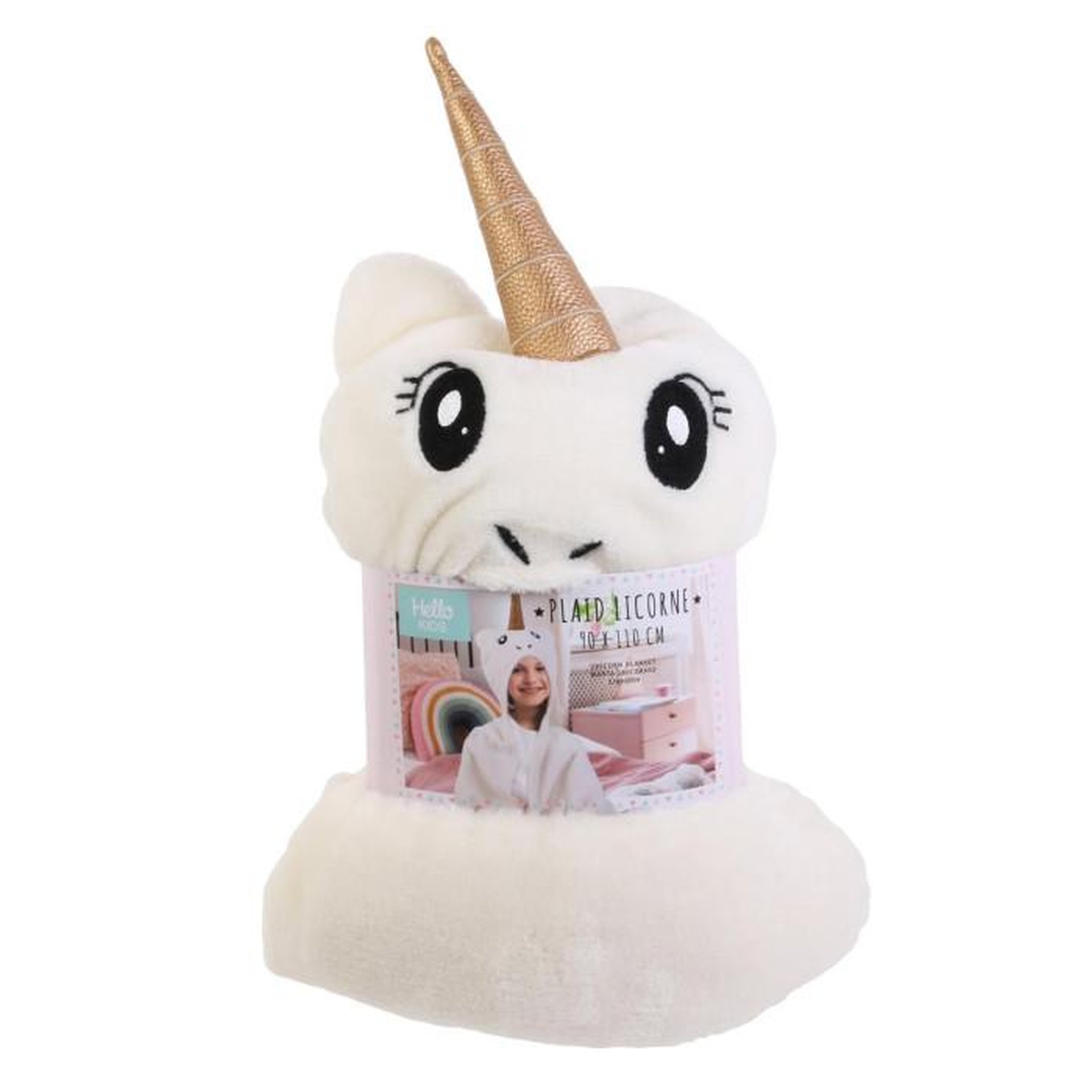 Voir la diapositive 1 : Paris Prix Plaid Enfant  Licorne  90x110cm Ivoire