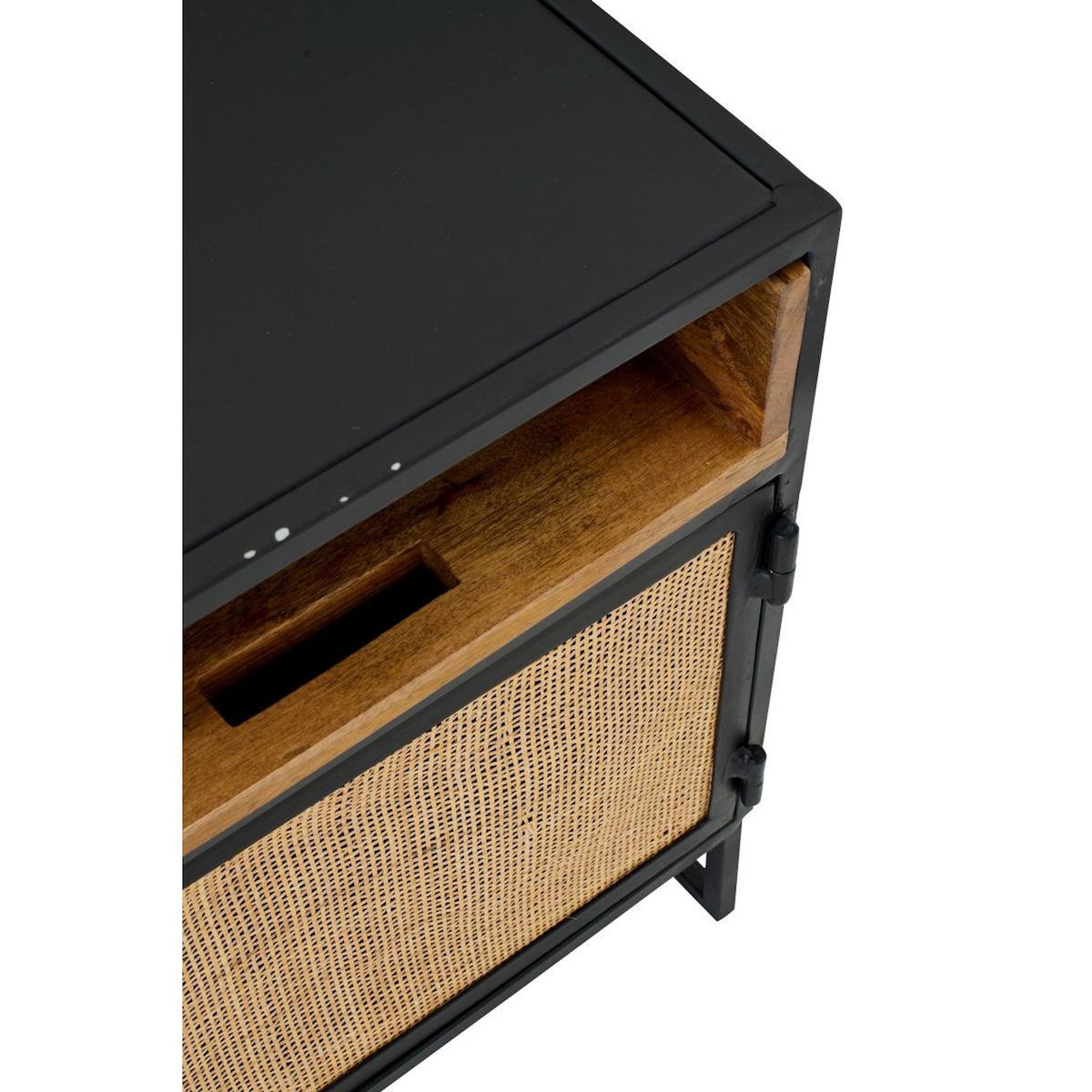 Paris Prix Table de Chevet Avec Porte  Rickey  59cm Noir & Naturel
