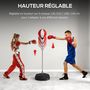 Voir la diapositive 4 : HOMCOM Punching ball sur pied réglable en hauteur 126-144 cm avec gants, pompe et base de lestage rouge blanc
