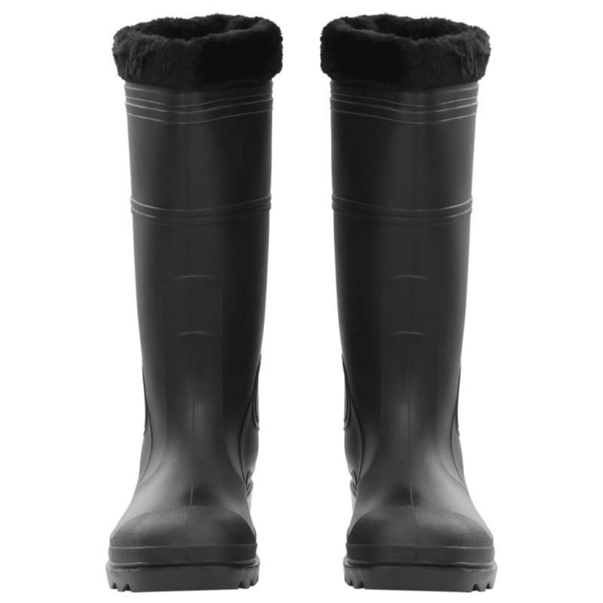 VIDAXL Bottes de pluie avec chaussettes amovibles noir taille 45 PVC