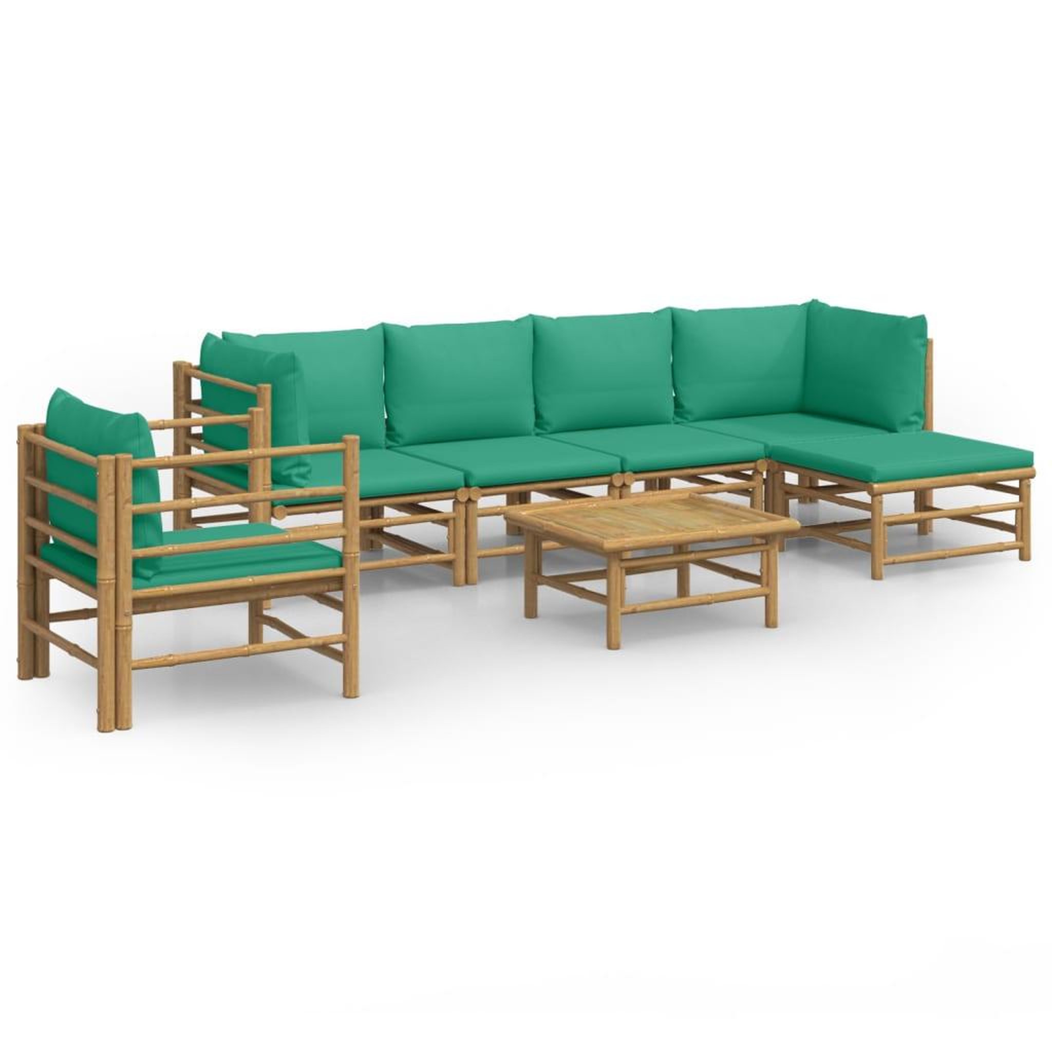 Voir la diapositive 2 : VIDAXL Salon de jardin 7 pcs avec coussins vert bambou