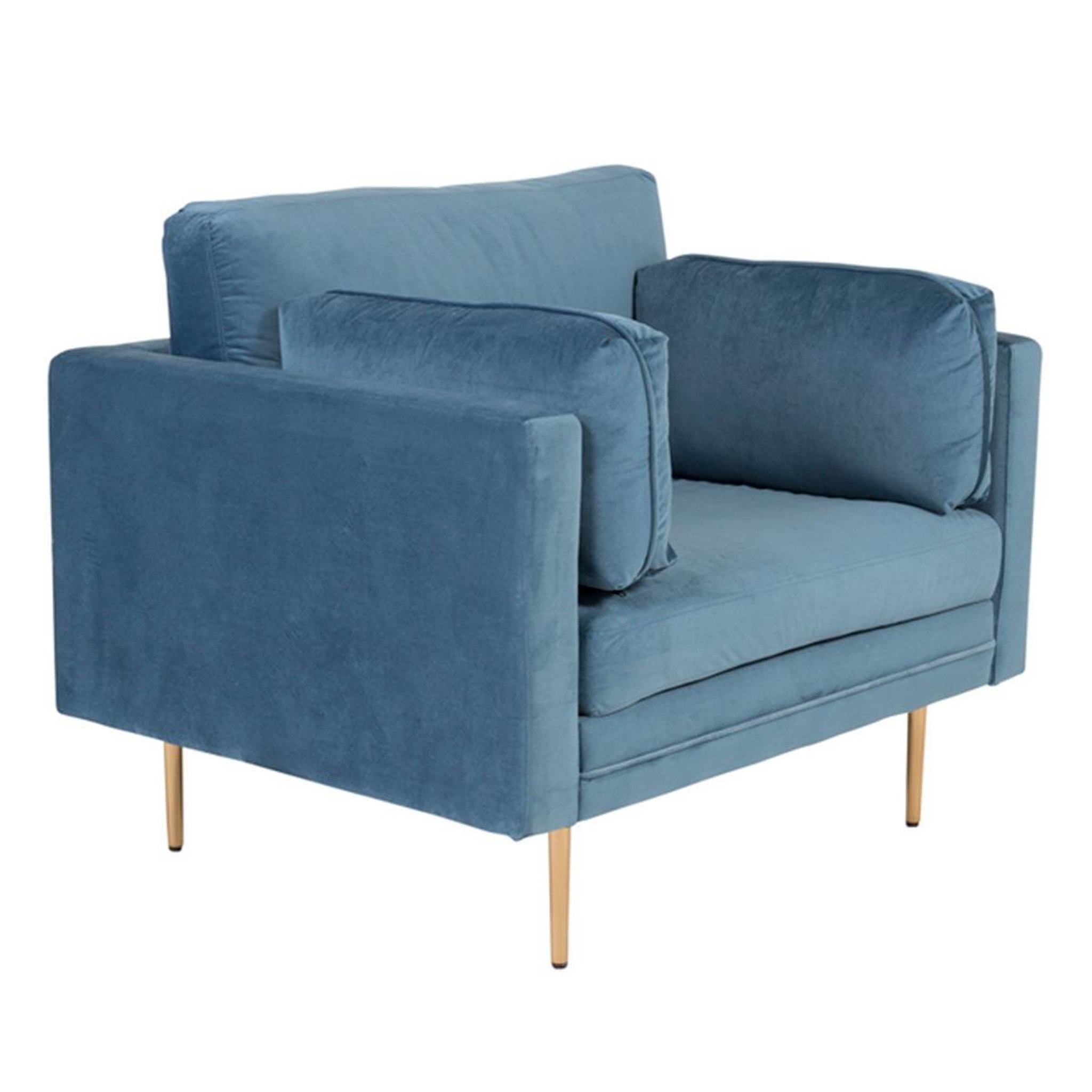 Voir la diapositive 2 : Paris Prix Fauteuil design en velours  boom  110cm bleu