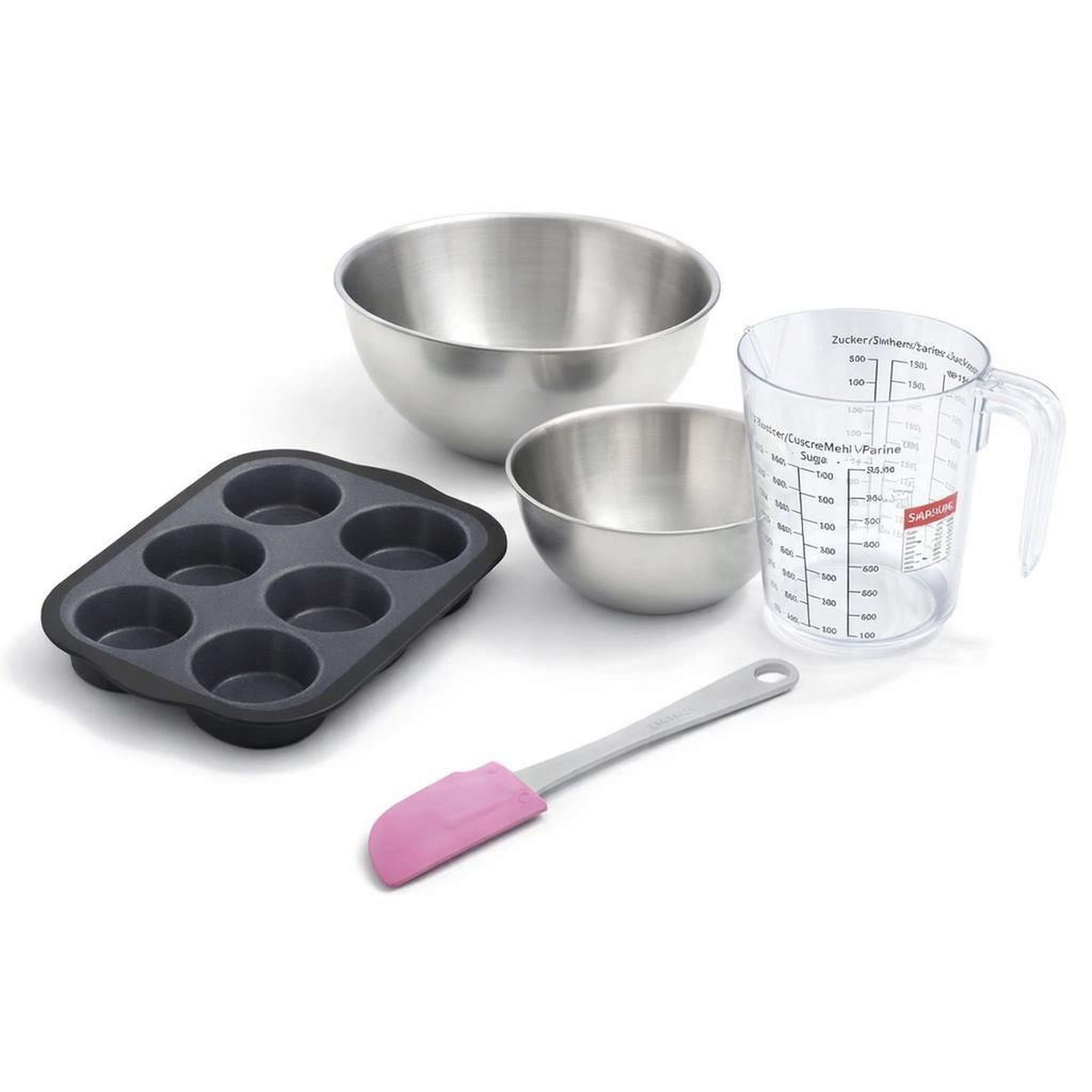 ZENKER Set de 5 ustensiles de pâtisserie moule à gâteaux bols spatule et verre doseur silicone fibre de verre silicone fibre de verre zenker  silicone fibre de verre