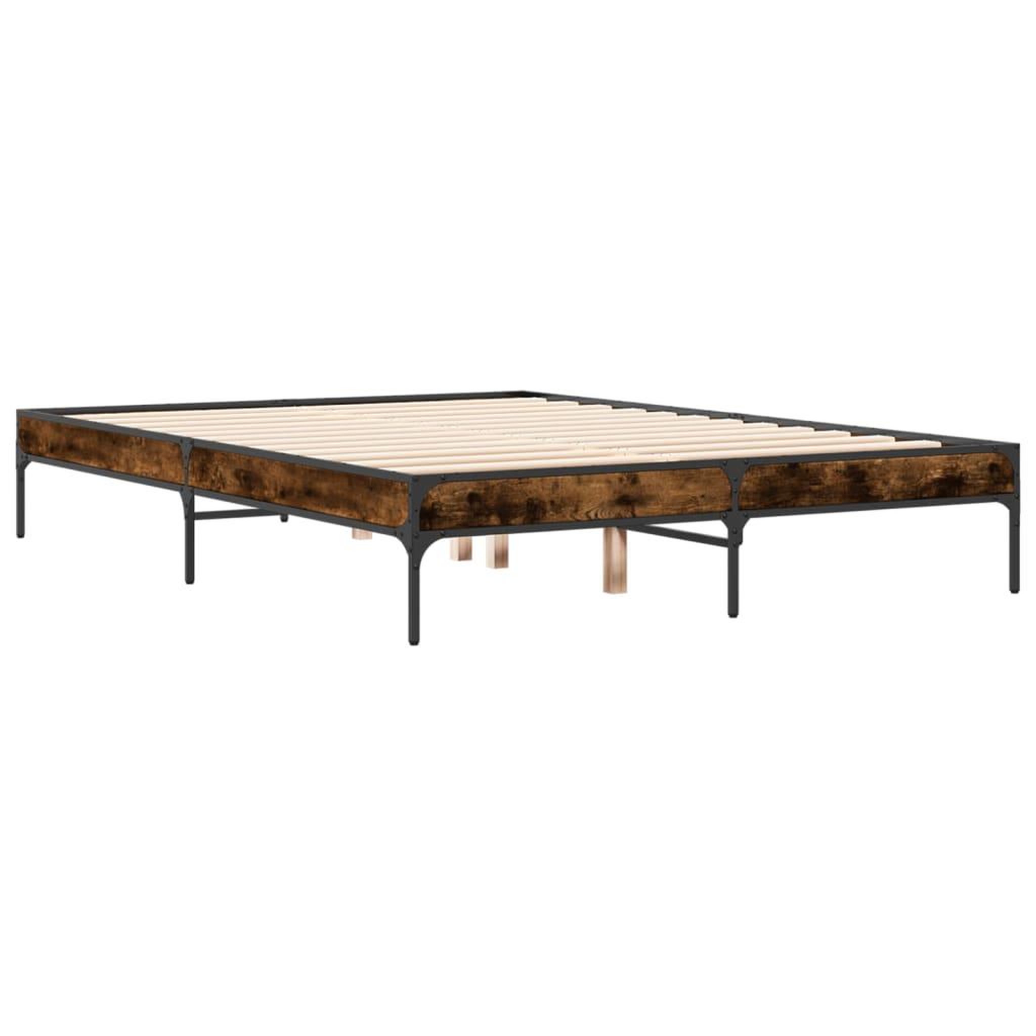 Voir la diapositive 3 : VIDAXL Cadre de lit sans matelas chene fume 120x200 cm