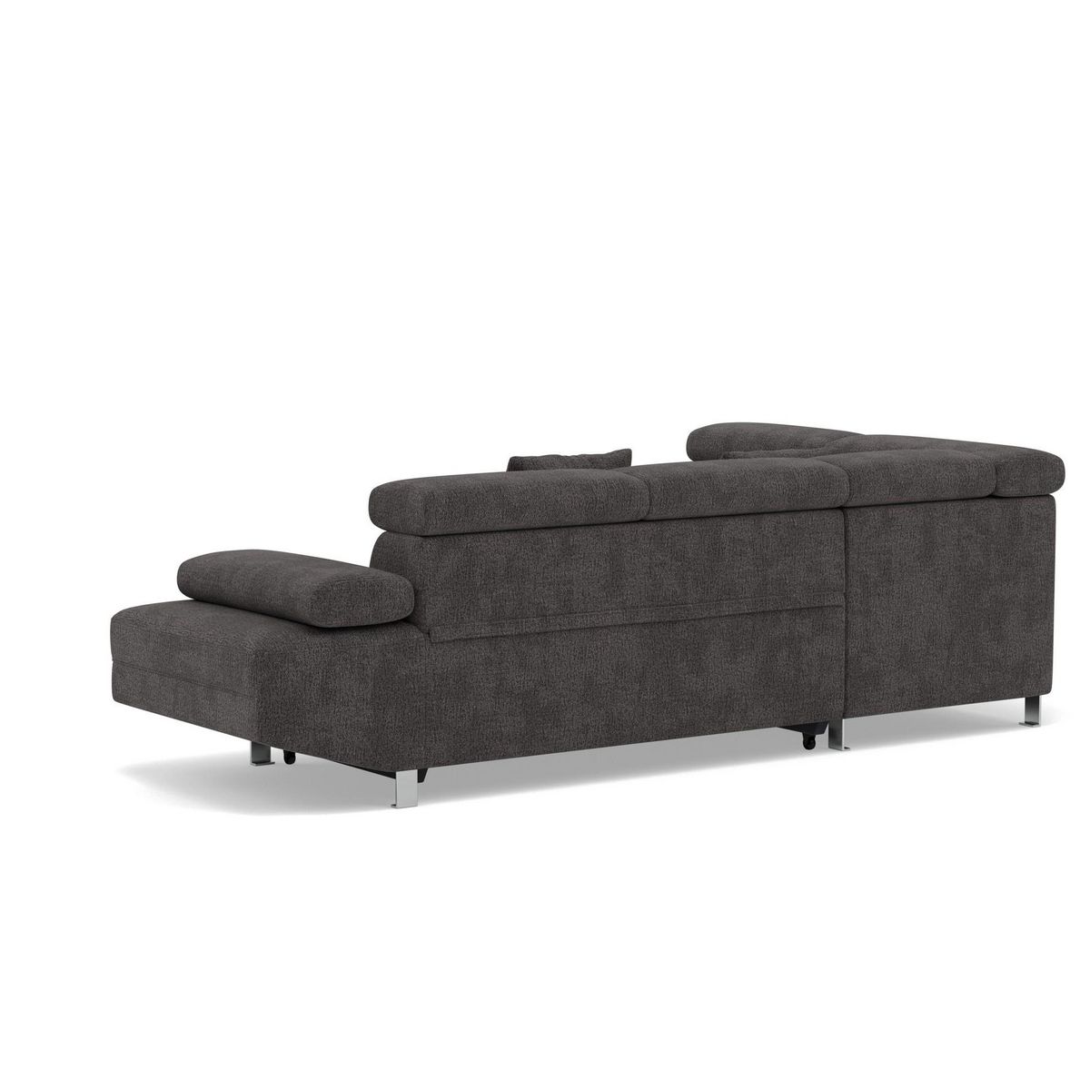 BEST MOBILIER Margaux - canapé d'angle gauche 5 places convertible avec coffre et têtières réglables en velours texturé