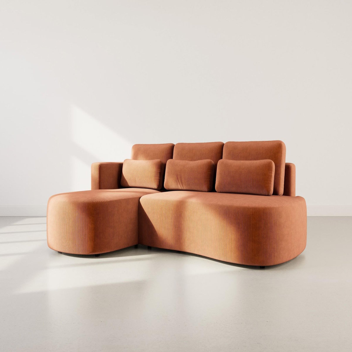 LISA DESIGN Mahina - canapé d'angle gauche 4 places convertible avec coffre en velours côtelé