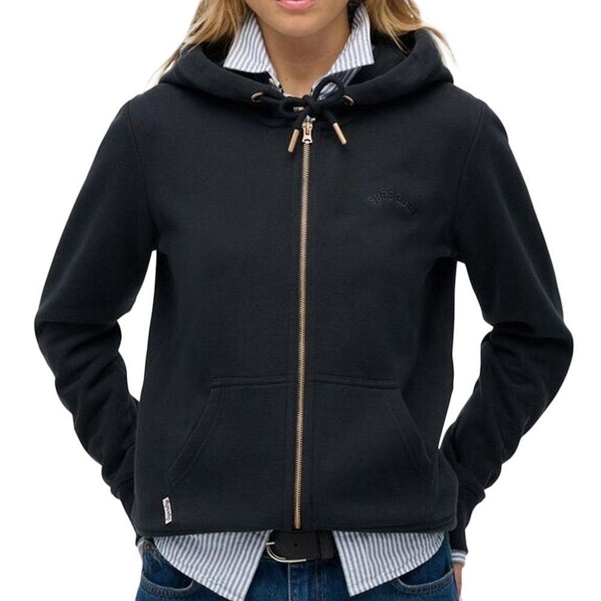 SUPERDRY Sweat Marine Femme Superdry Essential Logo Ziphood Hb