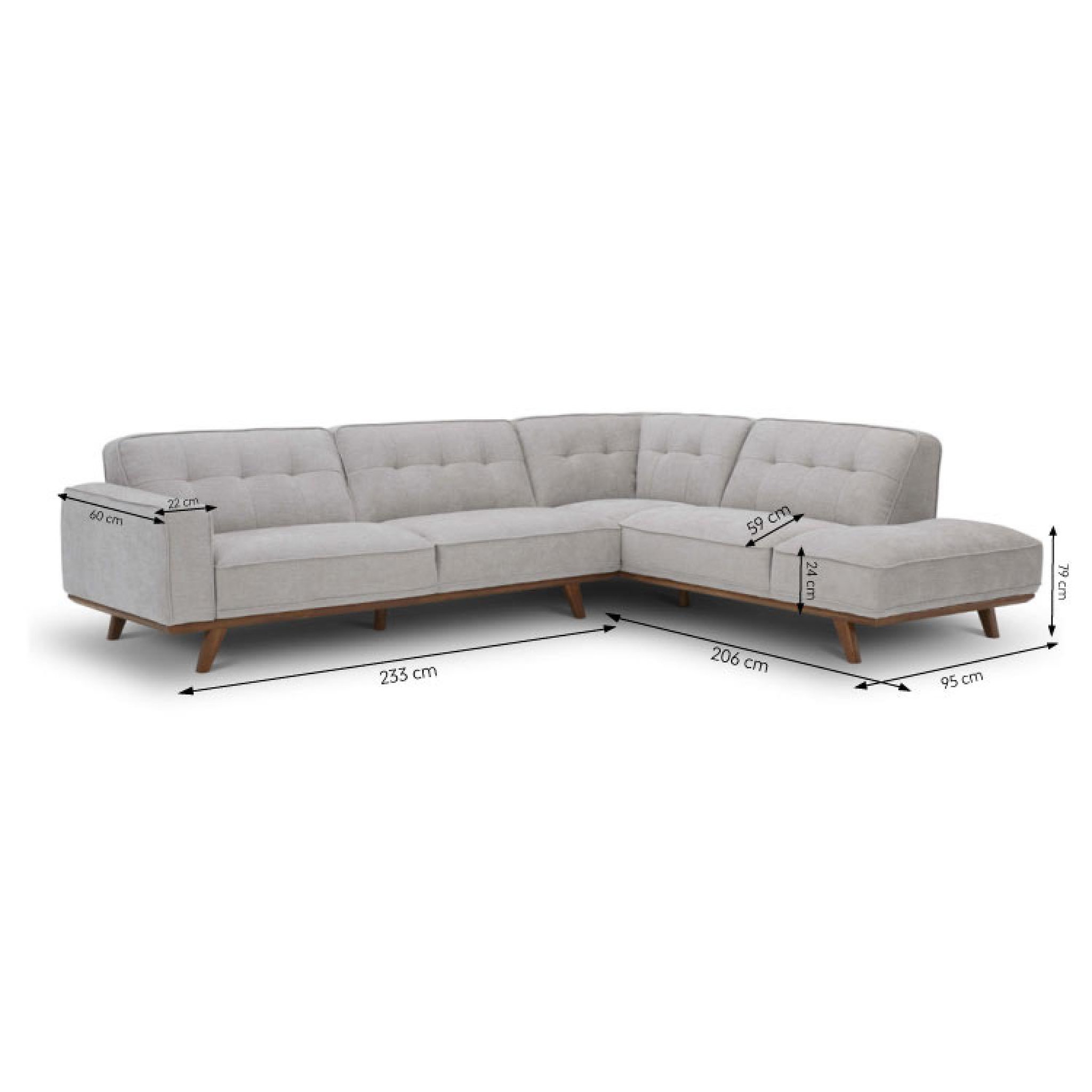 Voir la diapositive 3 : CONCEPT USINE Canapé angle design en tissu gris 5-6 places york