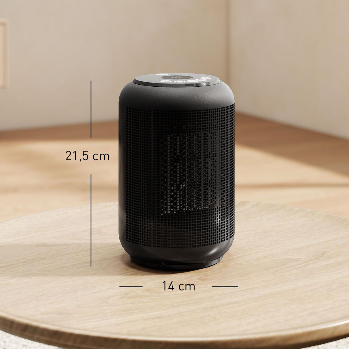 HOMCOM Chauffage d'appoint compact céramique PTC soufflant oscillant réglable 1500W noir