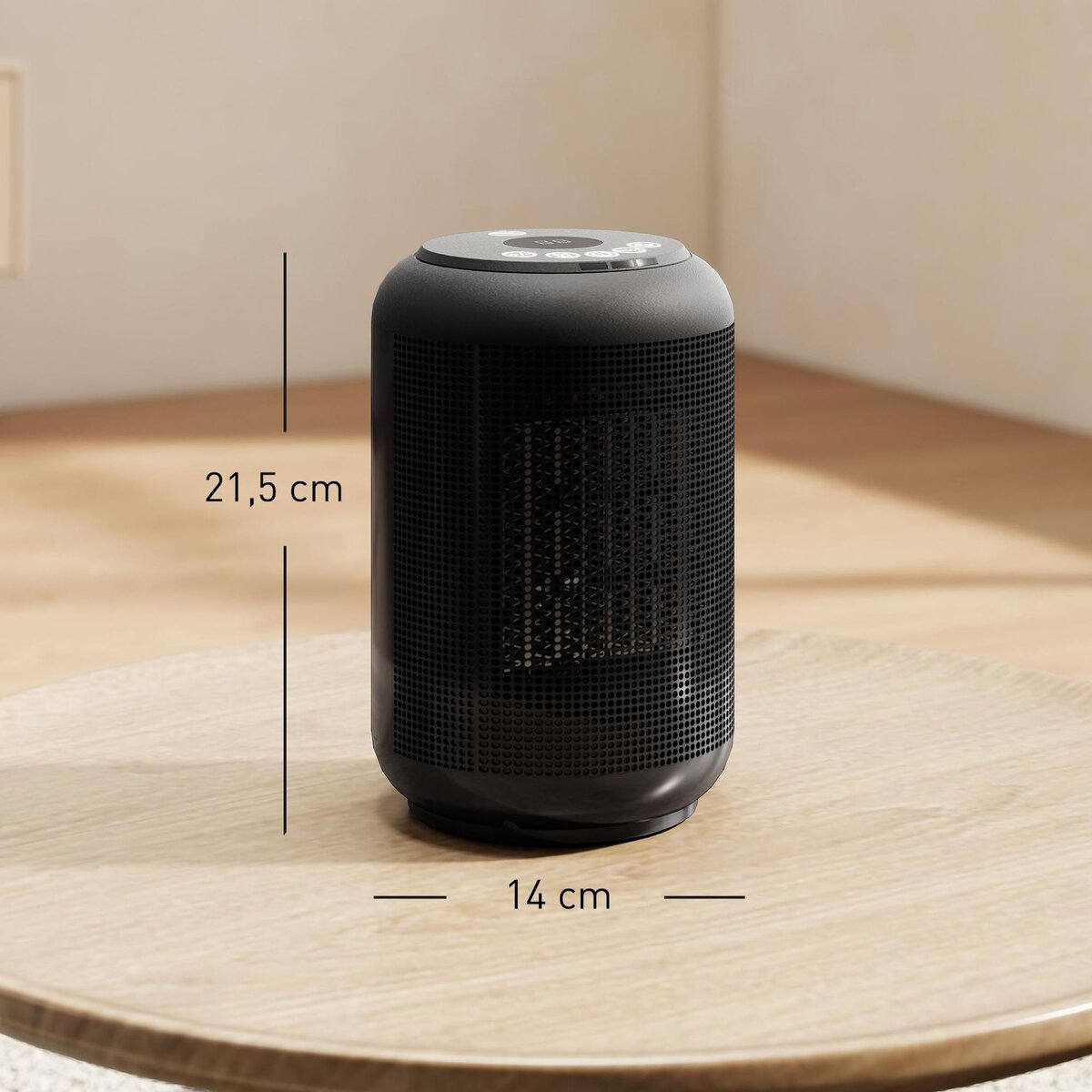 HOMCOM Chauffage d'appoint compact céramique PTC soufflant oscillant réglable 1500W noir