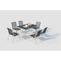 Voir la diapositive 2 : CONCEPT USINE Table de jardin et 6 chaises en acier et toile PVC gris LUSIANA