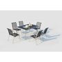 Voir la diapositive 2 : CONCEPT USINE Table de jardin et 6 chaises en acier et toile PVC gris LUSIANA